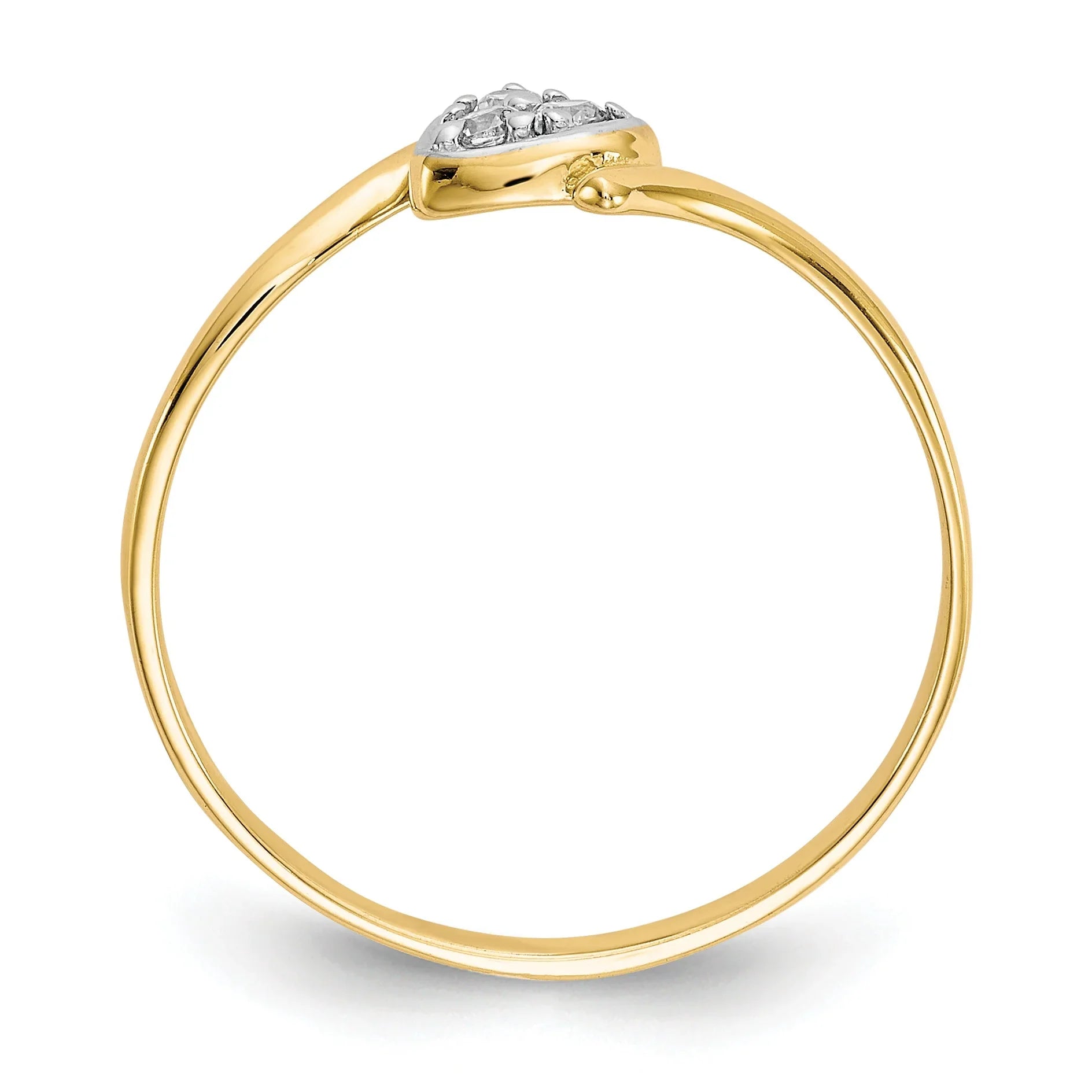 10K Gold CZ Heart Bypass Ring