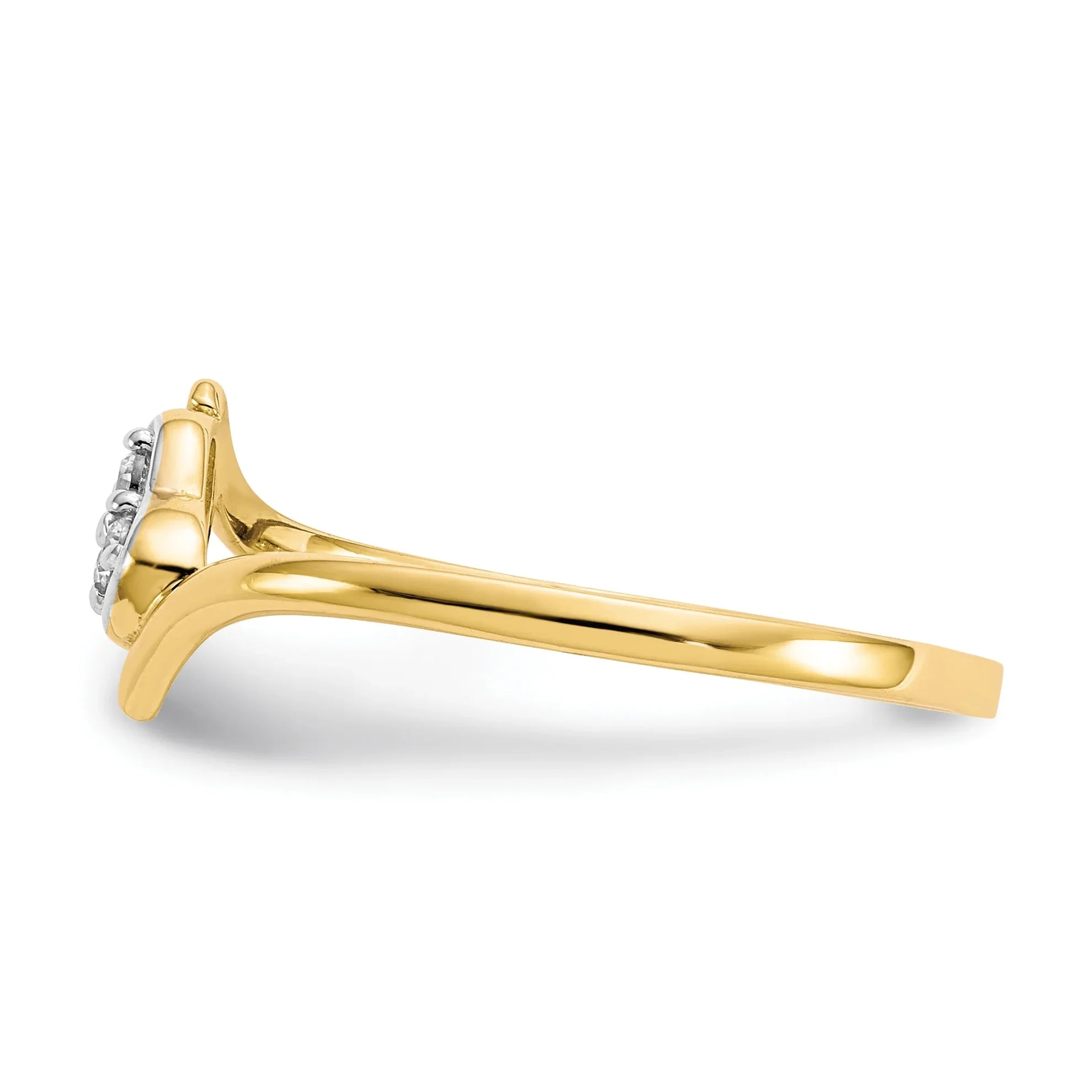 10K Gold CZ Heart Bypass Ring