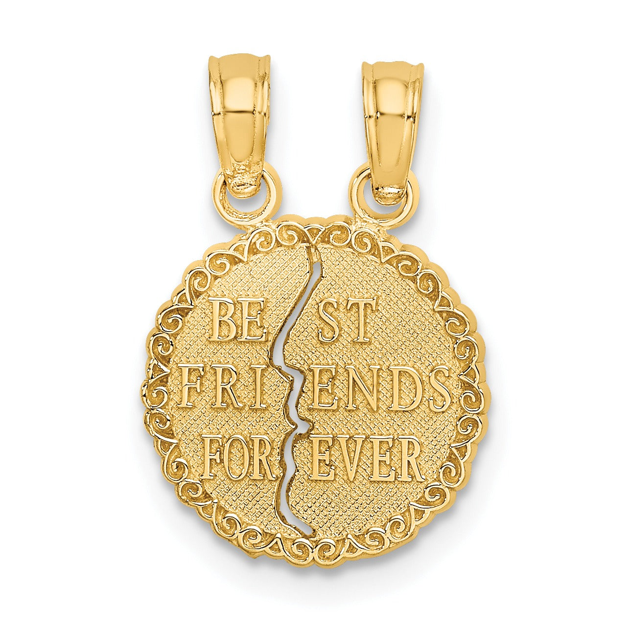 10K Gold BEST FRIENDS FOREVER Break Apart Pendant