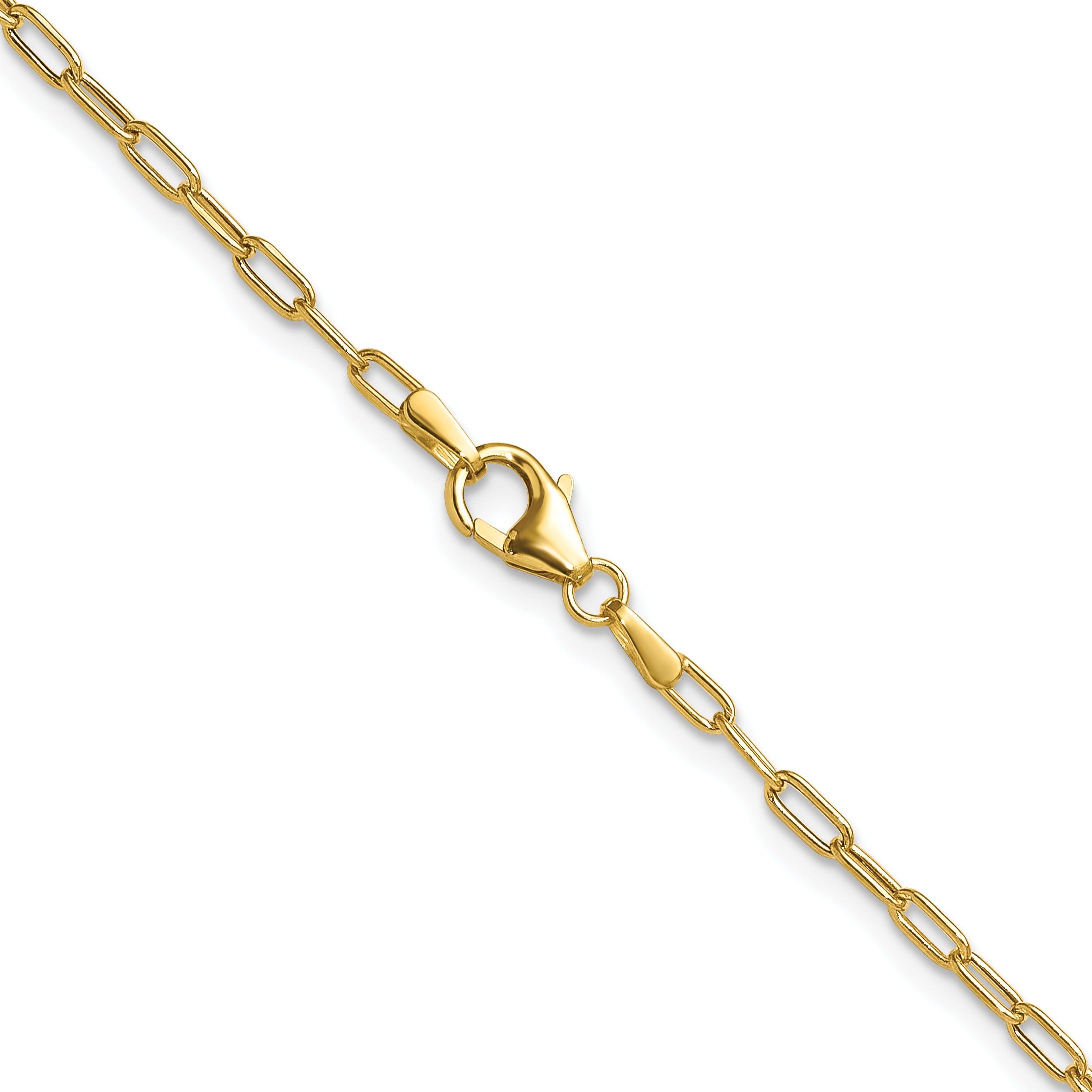 14k Yellow Gold Semi-Solid Beveled Paperclip Chain
