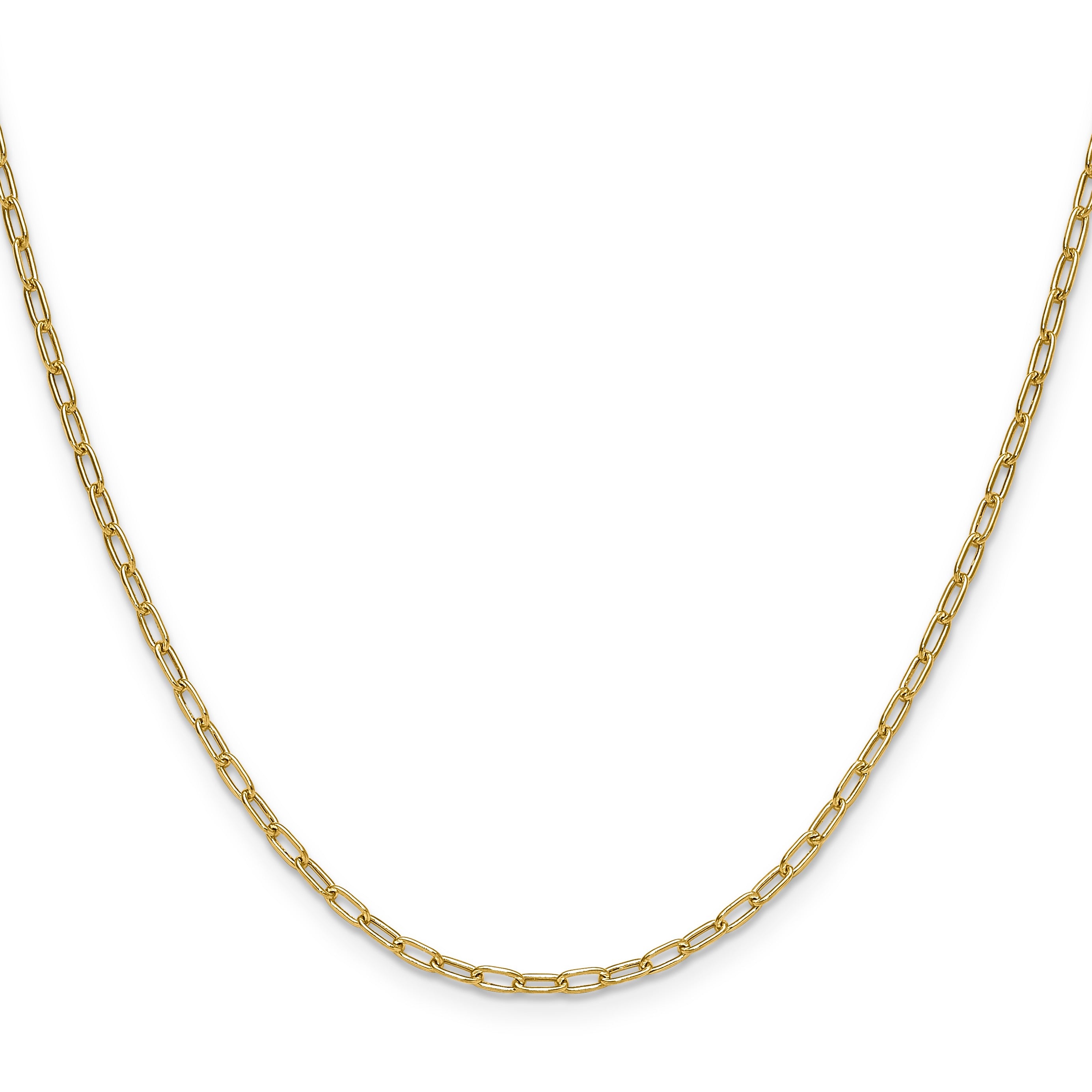 14k Yellow Gold Semi-Solid Paperclip Chain Necklace