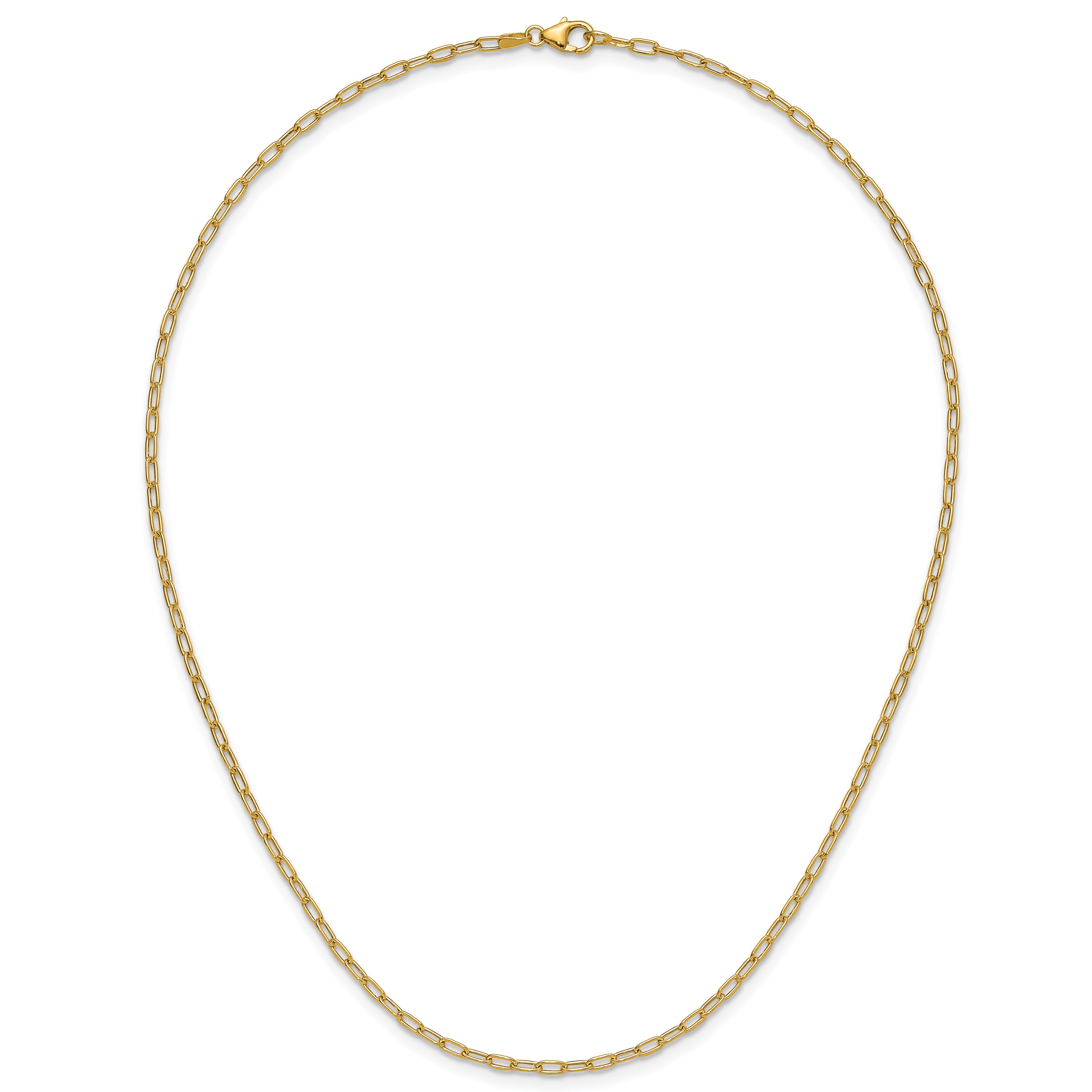 14k Yellow Gold Semi-Solid Paperclip Chain Necklace
