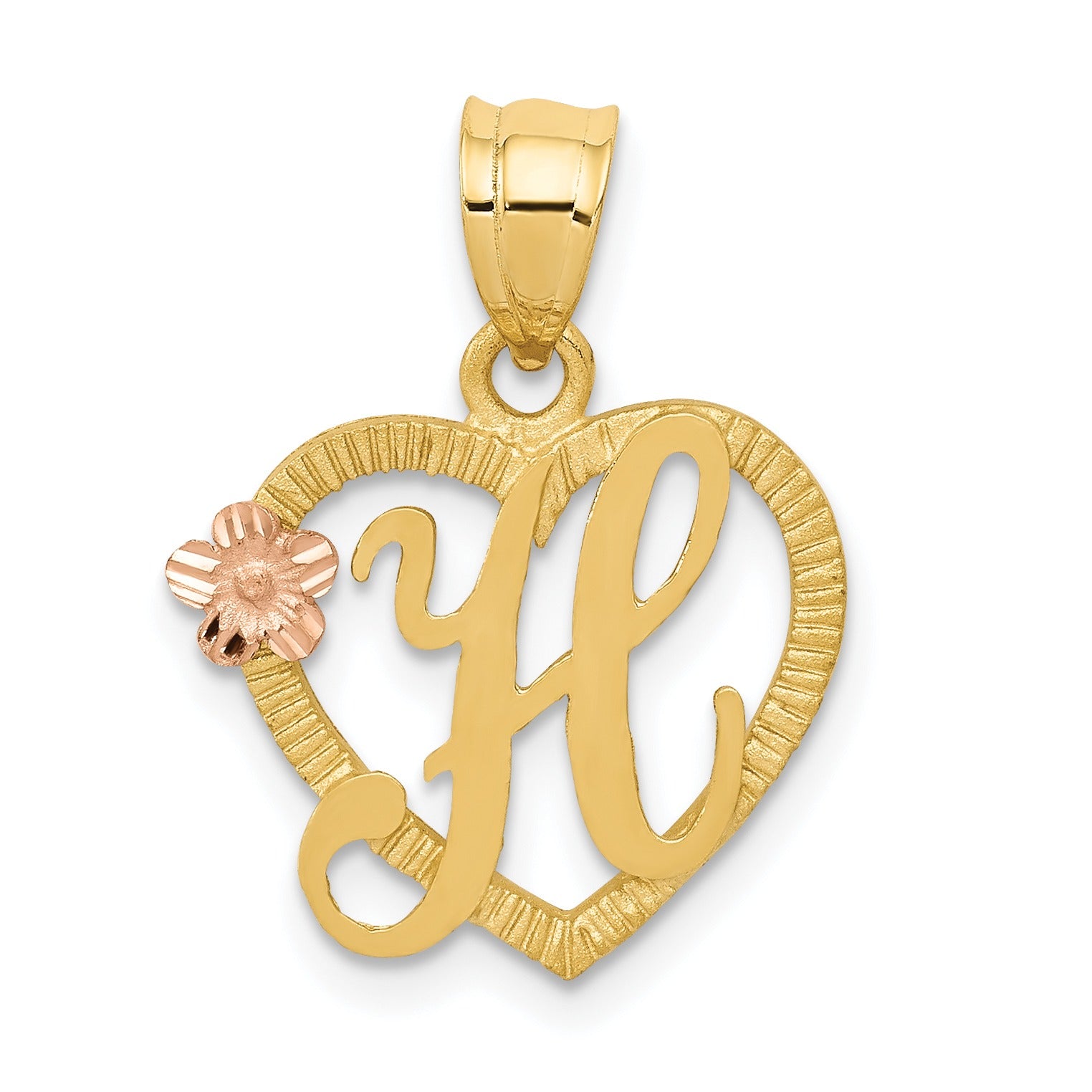 14k Gold Heart Initial Pendants