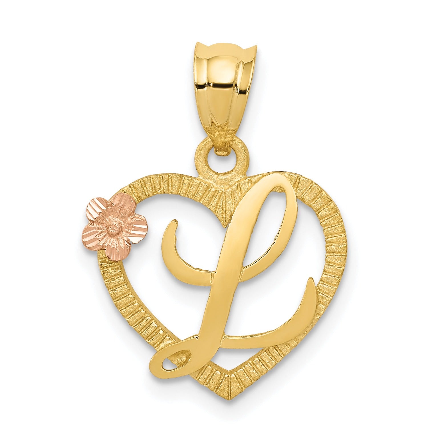 14k Gold Heart Initial Pendants