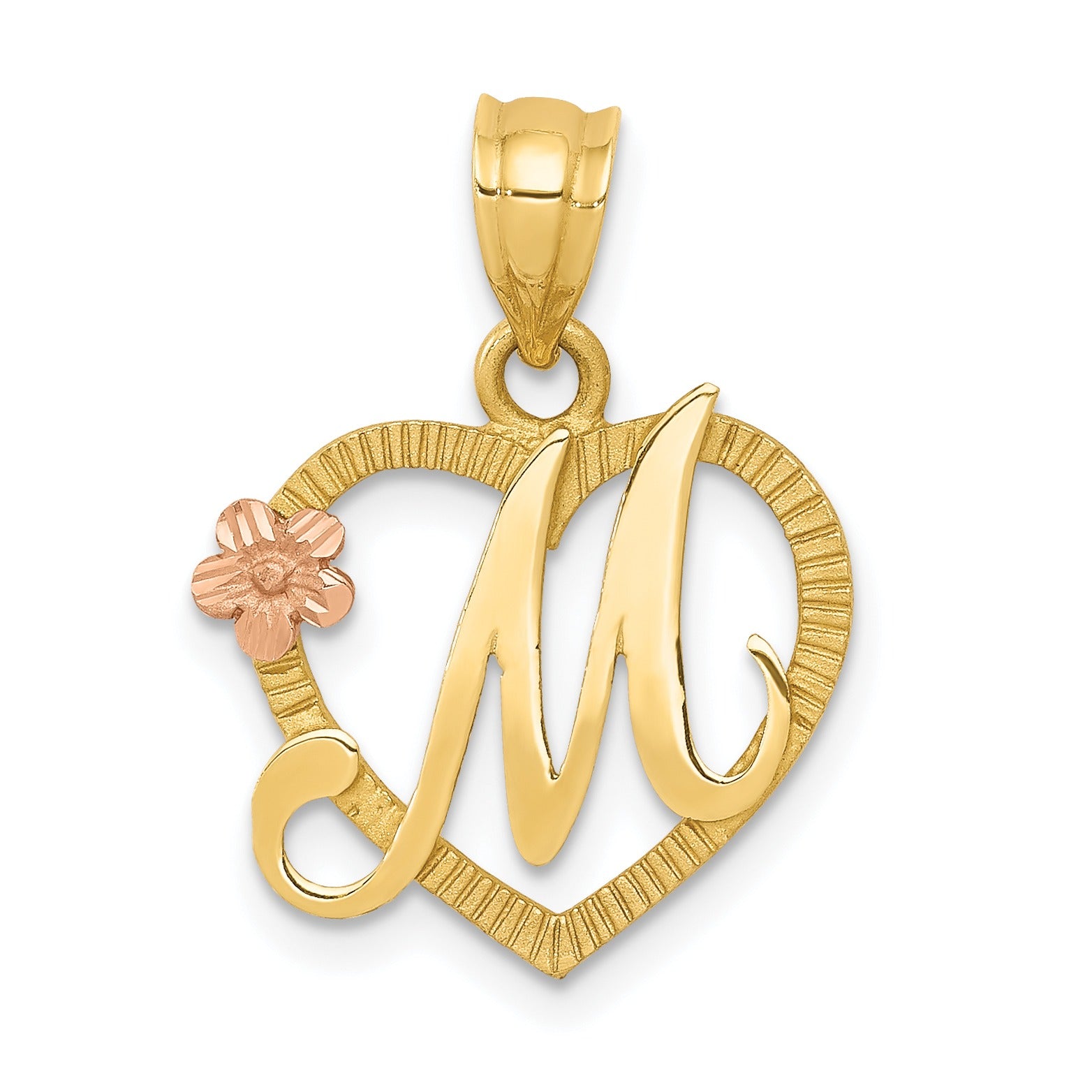14k Gold Heart Initial Pendants