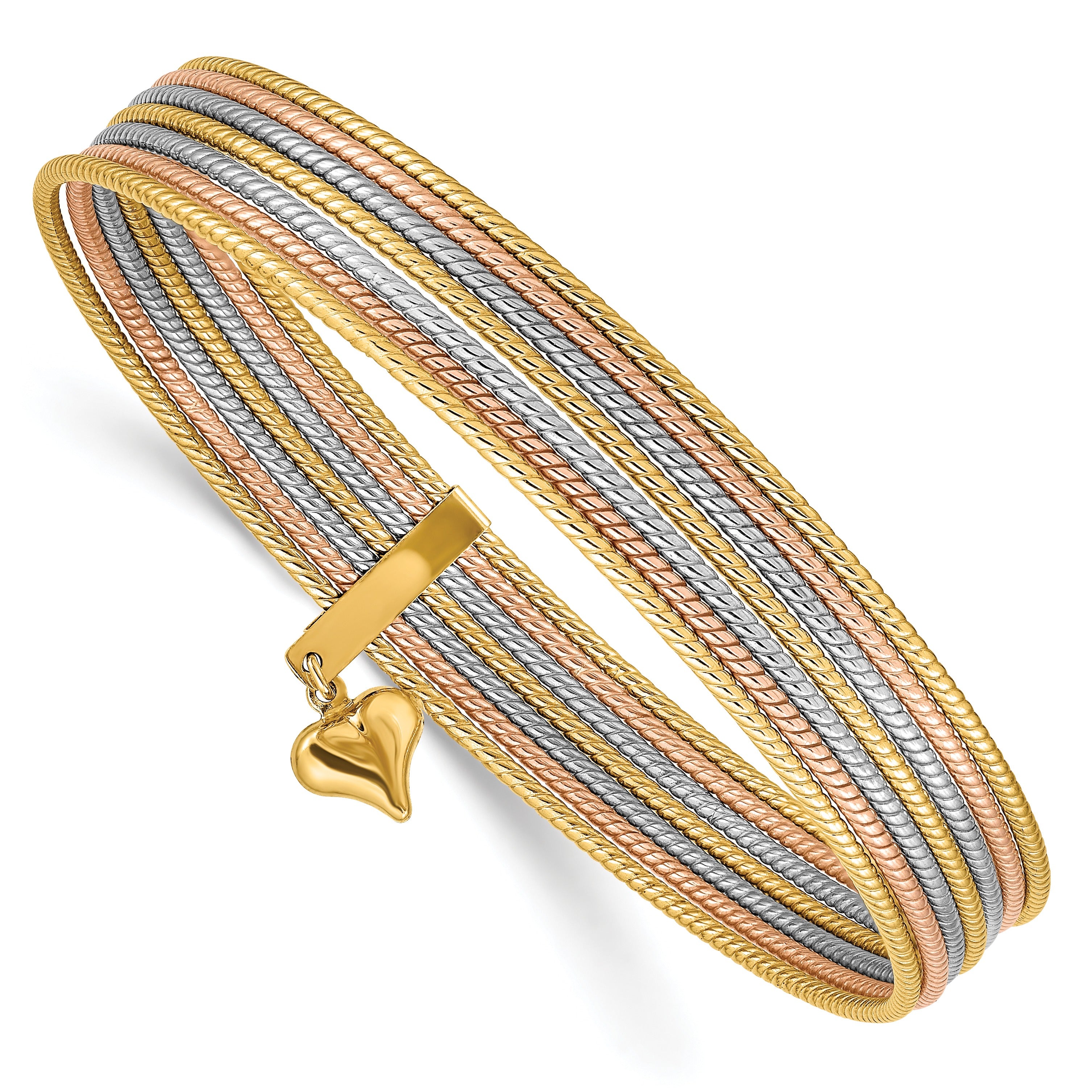 Gold Seven Strand Slip-on Bangles Bracelet