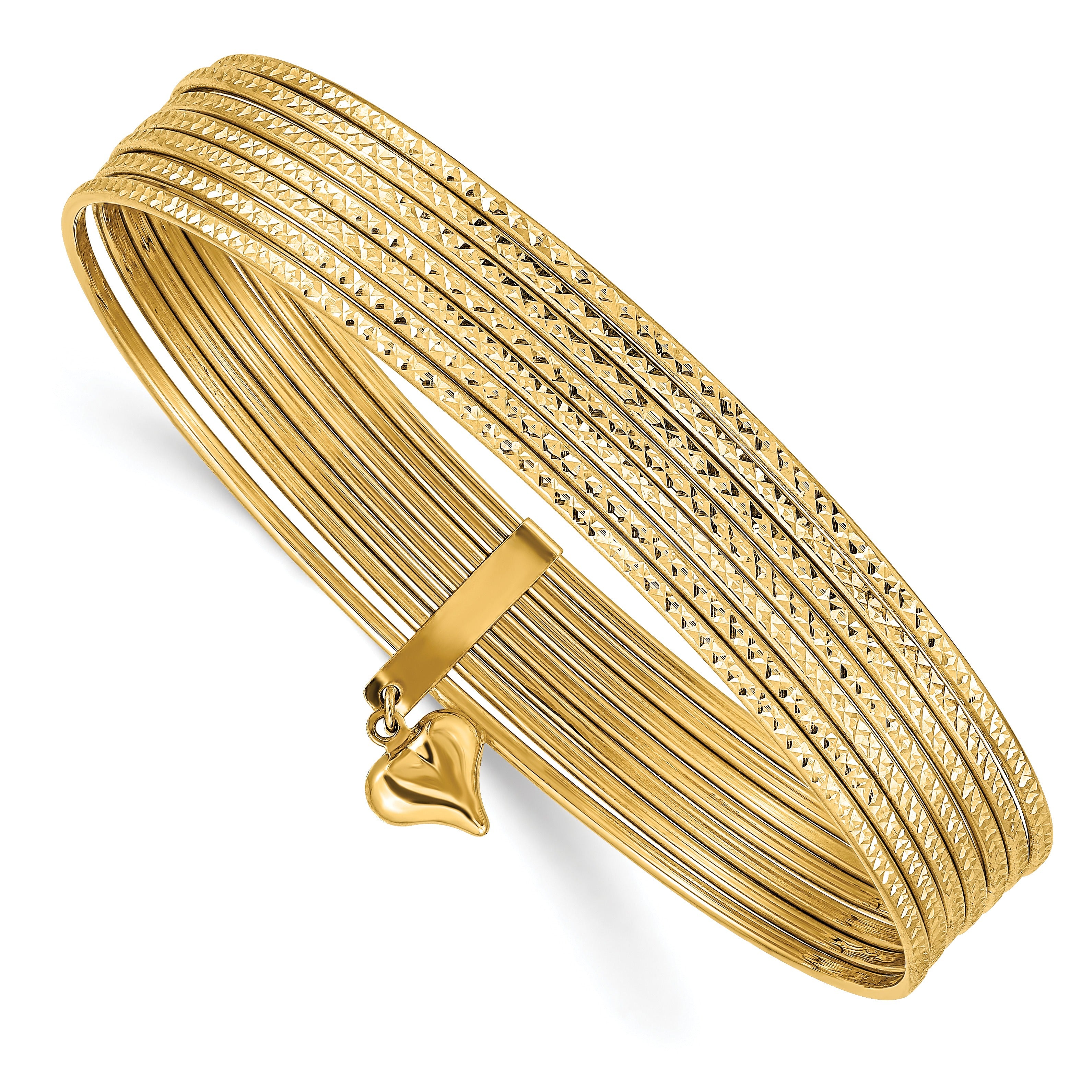 Gold Seven Strand Slip-on Bangles Bracelet
