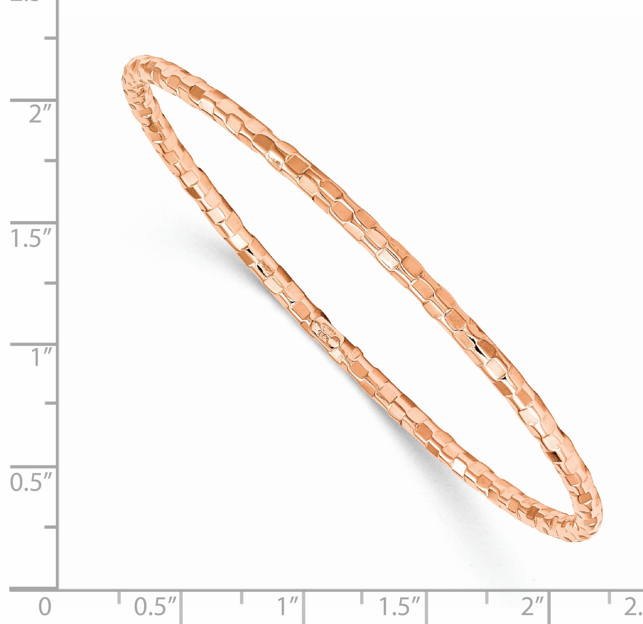 14K Rose Gold Textured Slip-on Round Bangle Bracelet