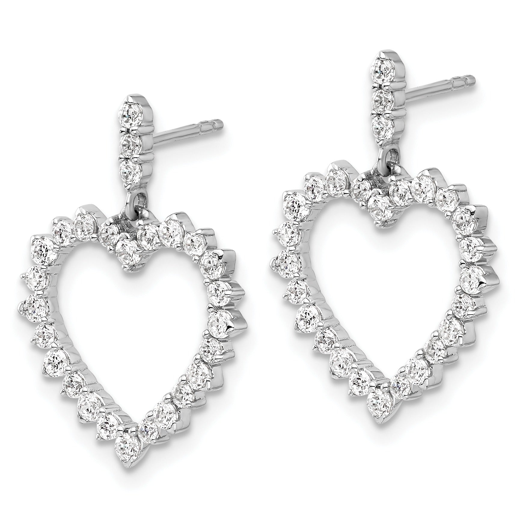 14k White Gold 1 ct Lab Grown Diamond Dangle Heart Earrings