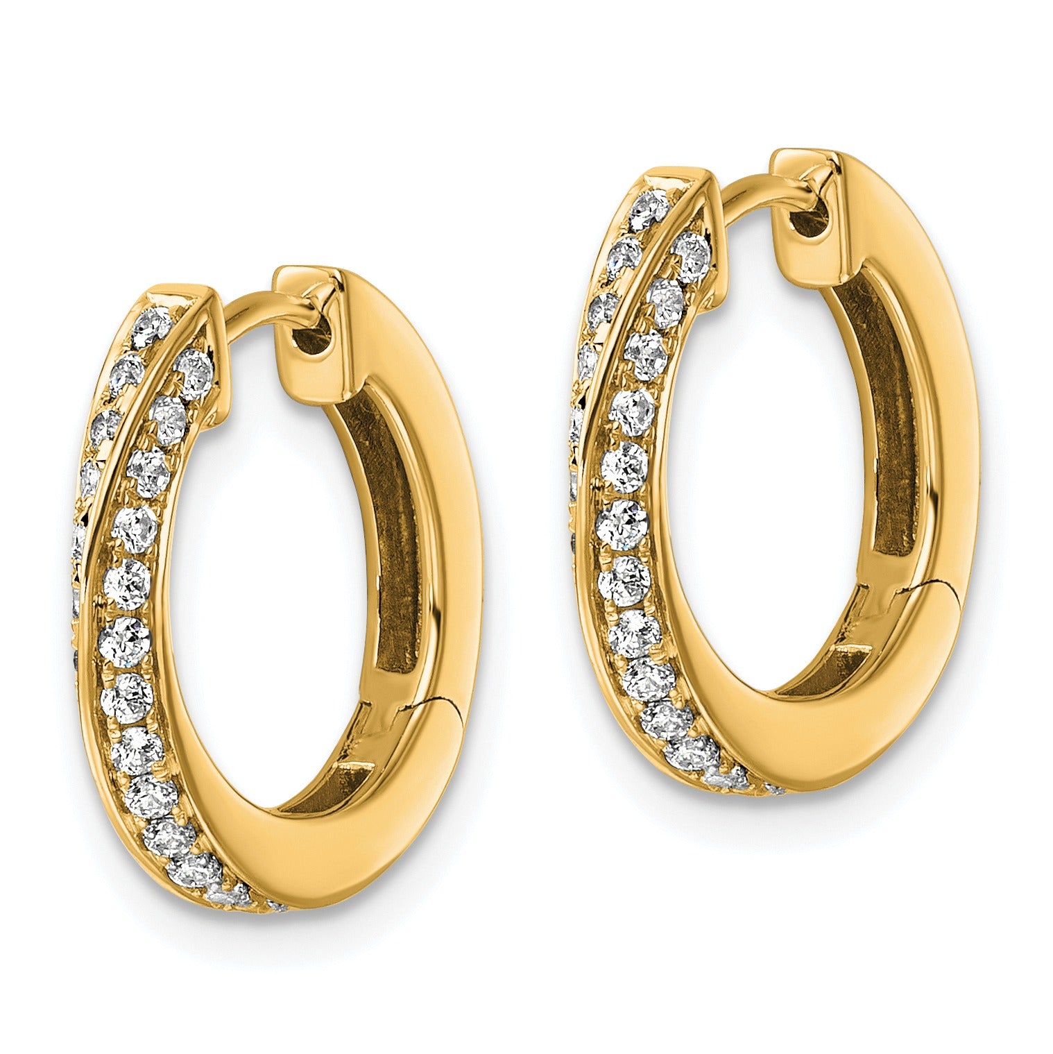 14k Gold Lab Diamond Twisted Hinged Hoop Earrings