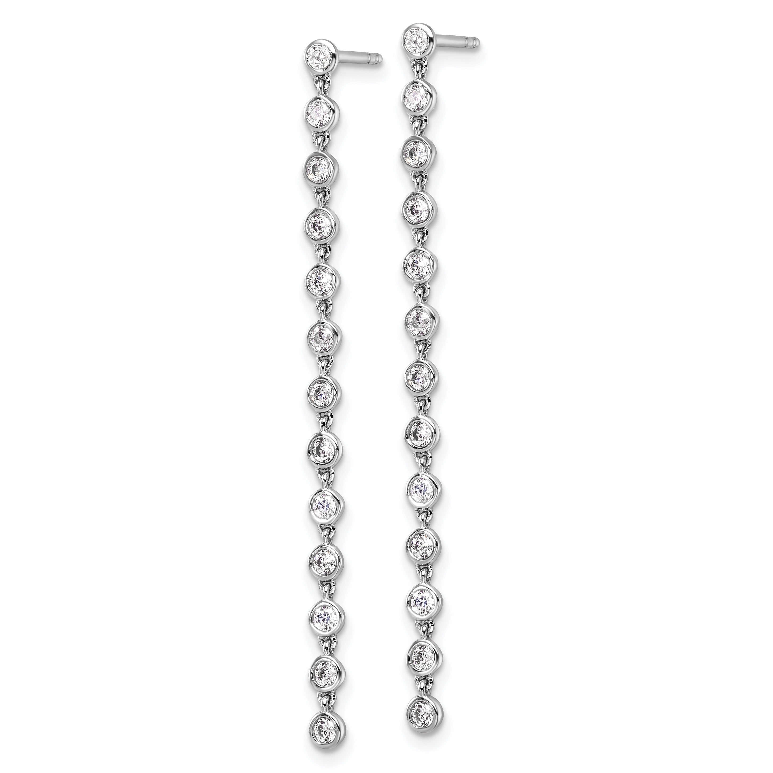 14K White Gold Lab Diamond Dangle Post Earrings