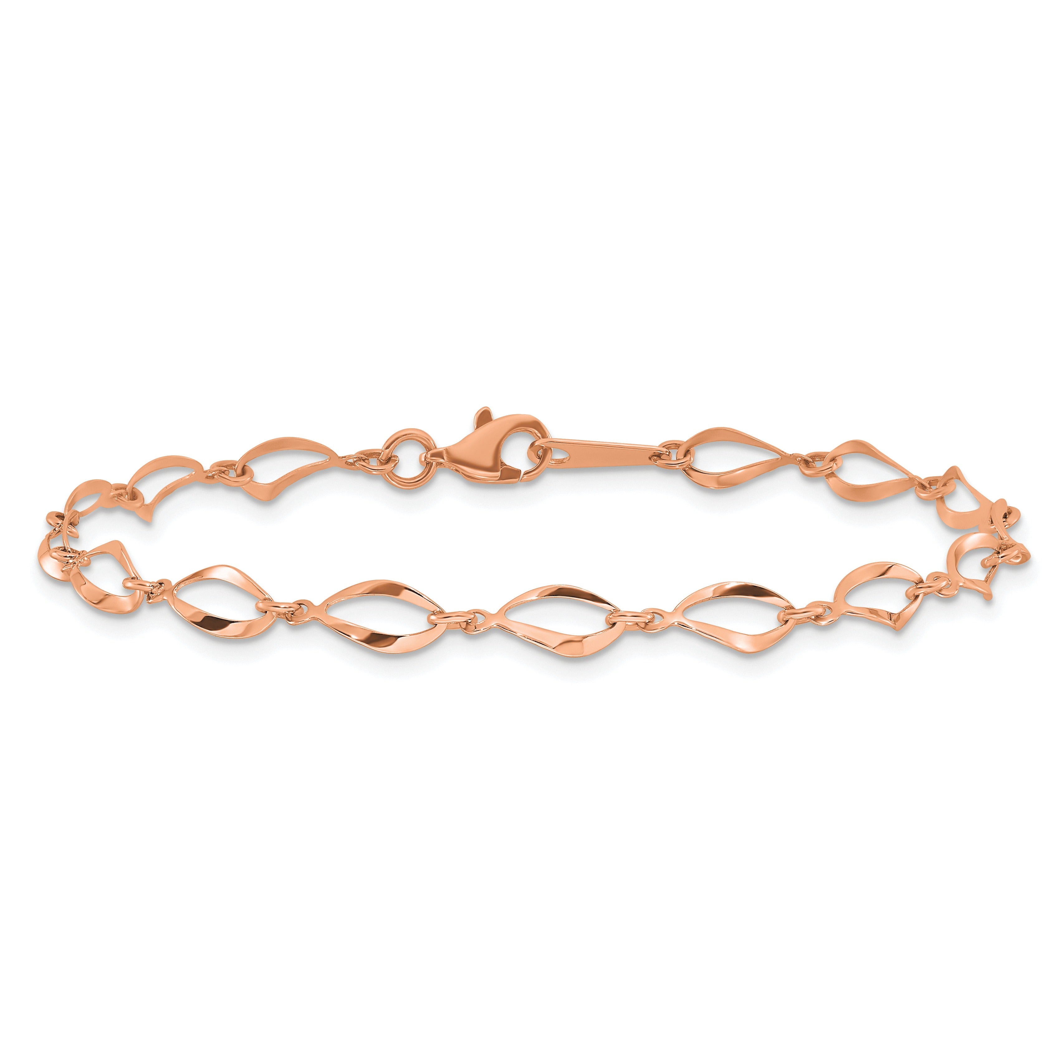 Twisted Infinity 14k Rose Gold Fancy Link Lobster Clasp Link Bracelet