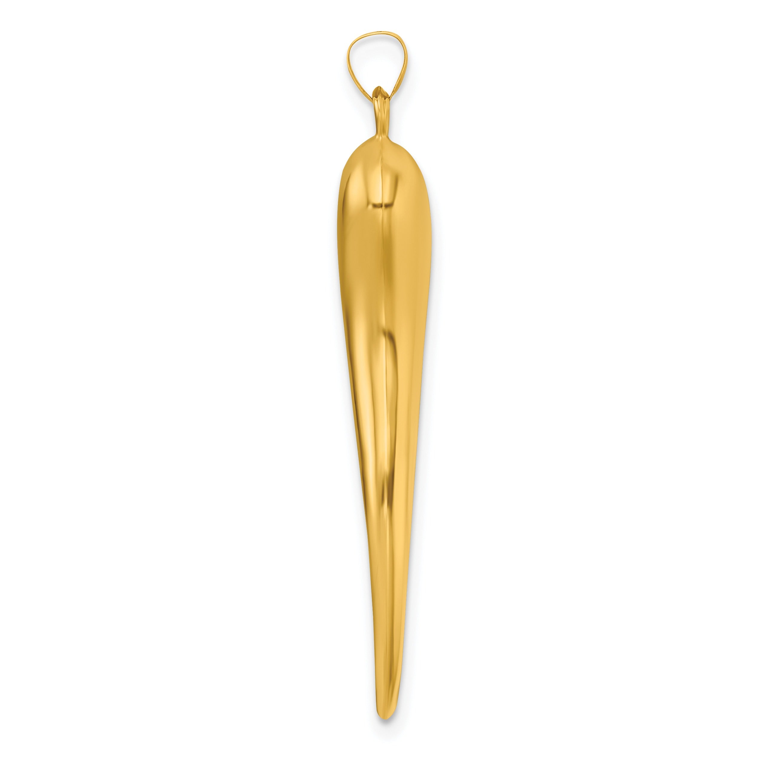 14k Gold Hollow 3-D Italian Horn Pendant