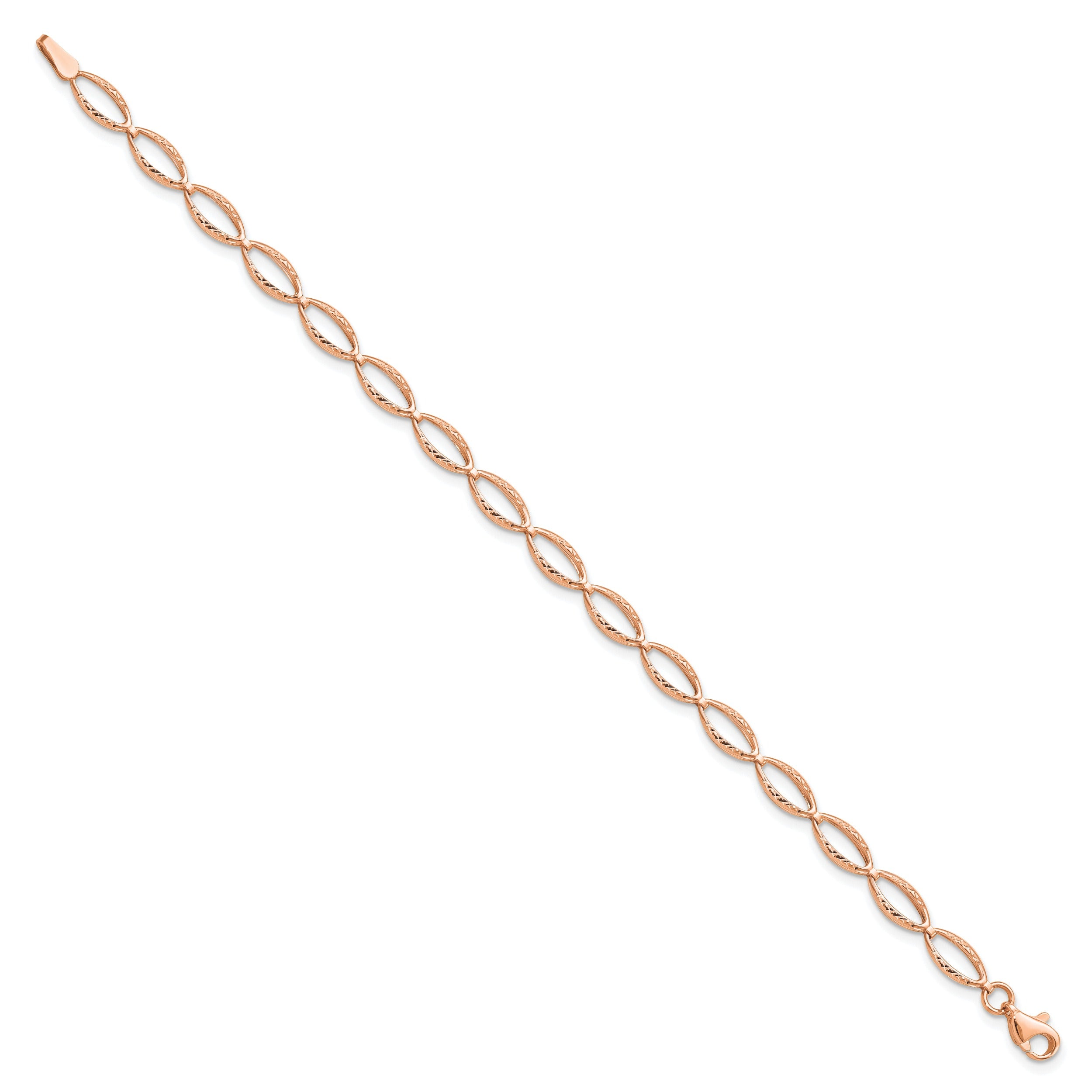 14K Rose Gold Diamond-cut Fancy Link Bracelet