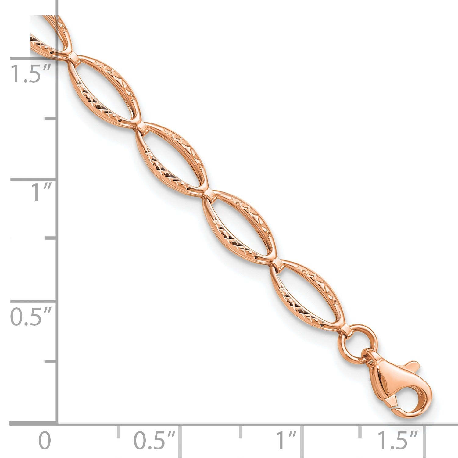 14K Rose Gold Diamond-cut Fancy Link Bracelet