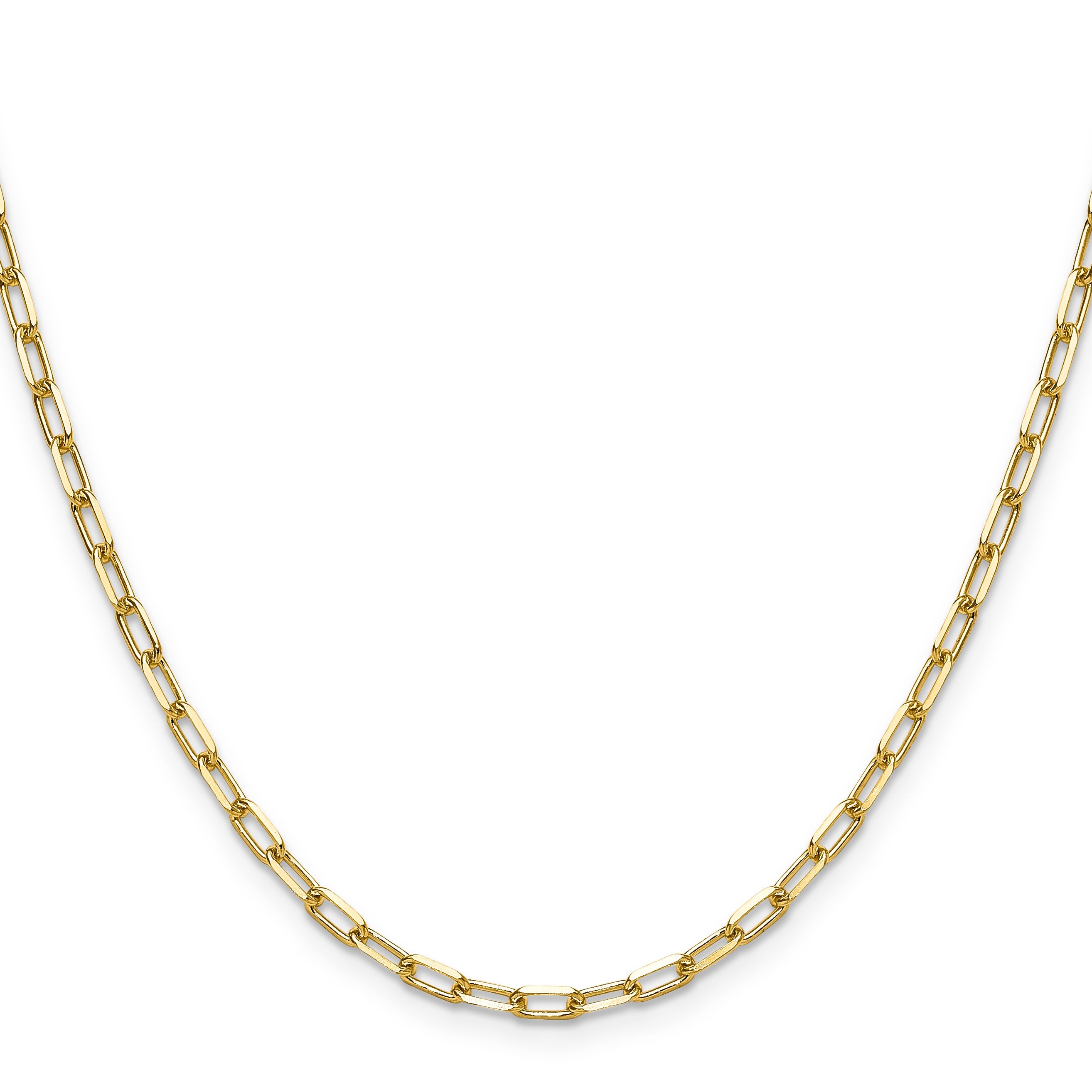 3 mm Solid Beveled Paperclip Chain 14k Yellow Gold