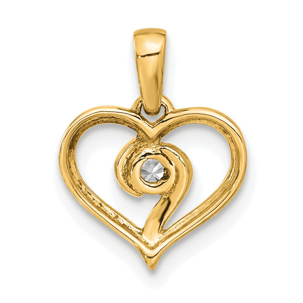 14k Gold Lab Grown Diamond Heart Pendant 1/10 carat