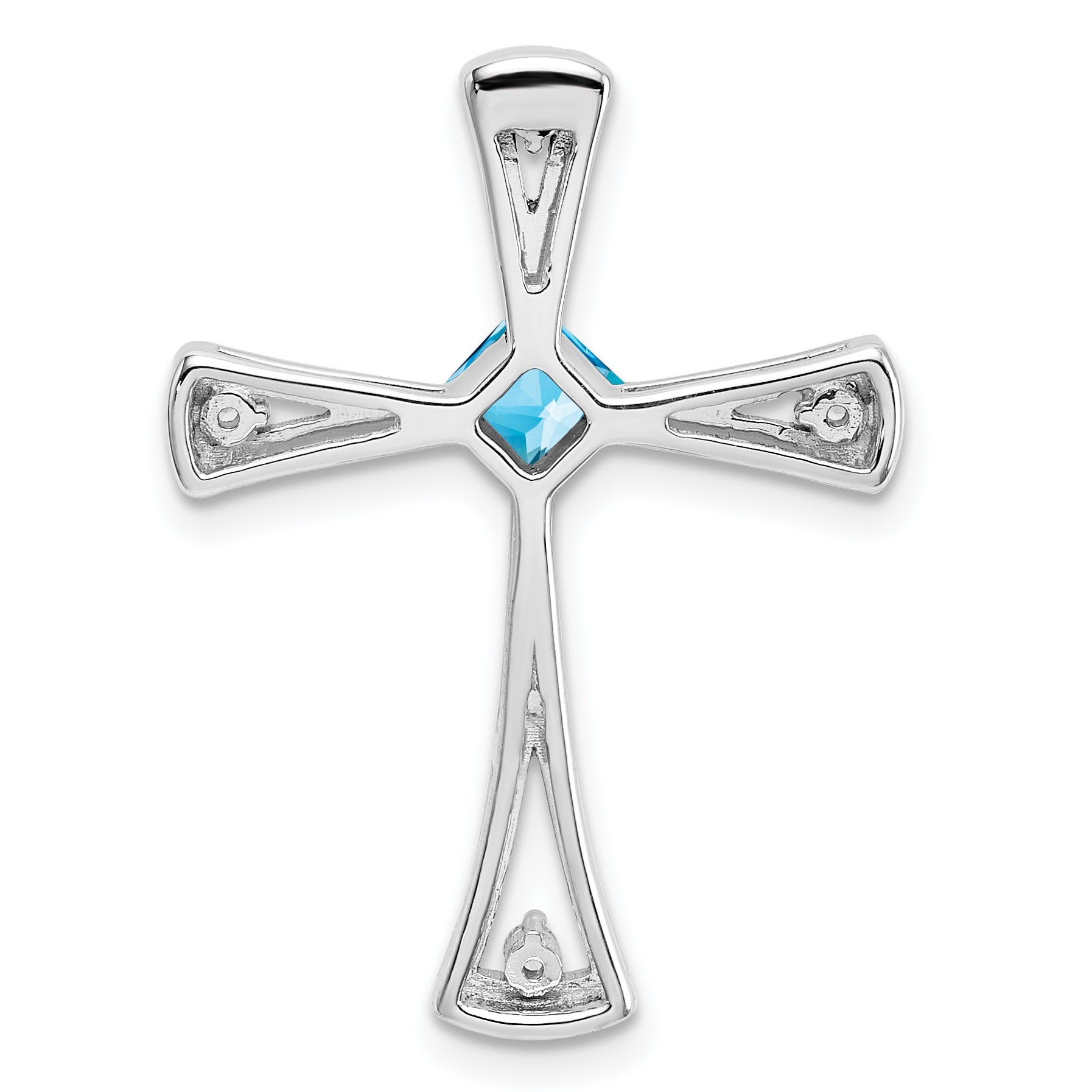 Natural Swiss Blue Topaz and Diamond Cross Chain Slide Pendant
