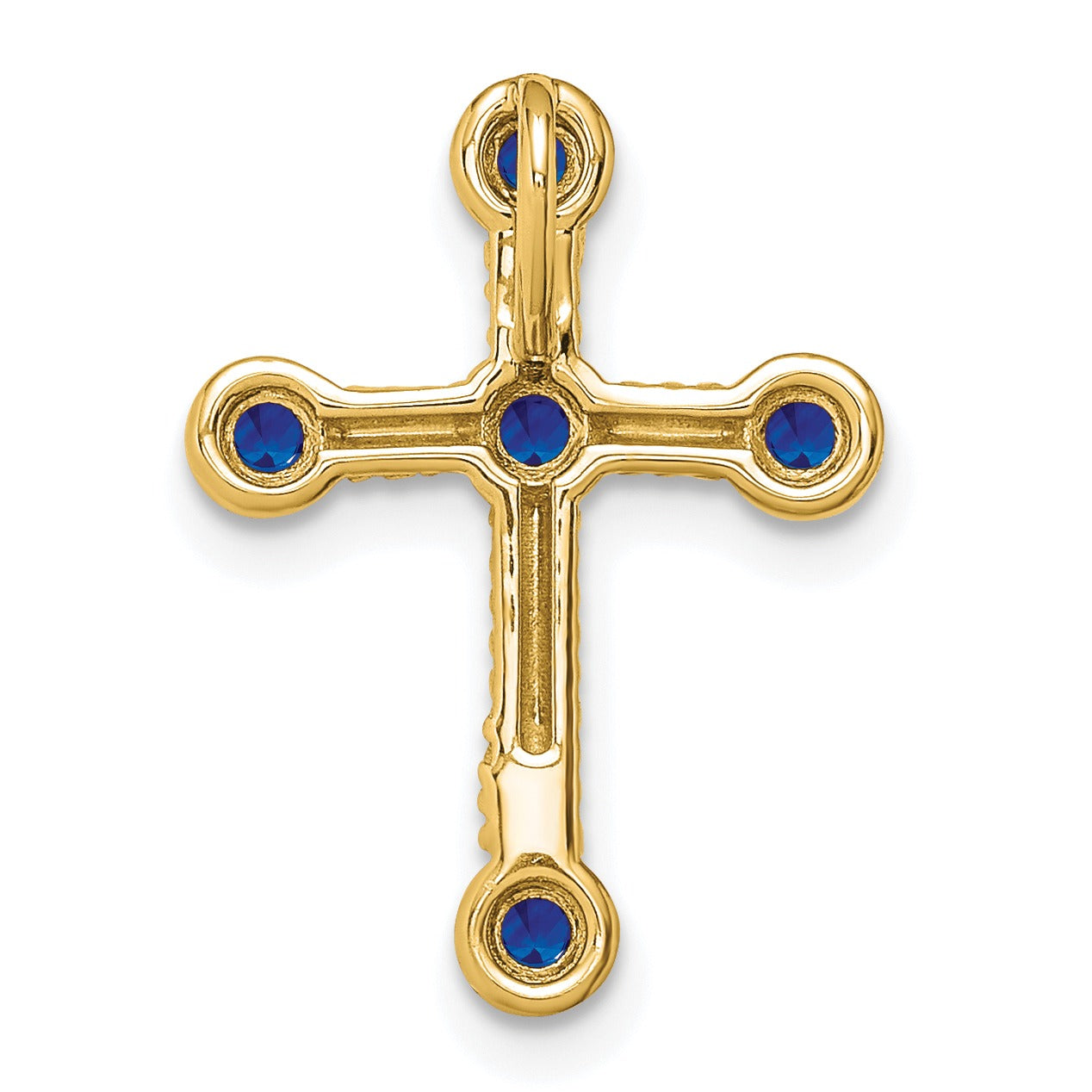Natural Blue Sapphire Cross Gold Pendant