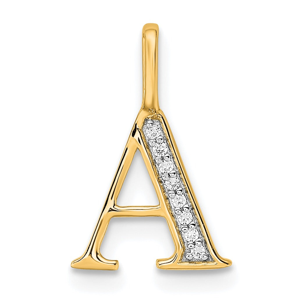 Natural Diamond Initial Letter 14k Gold Pendant