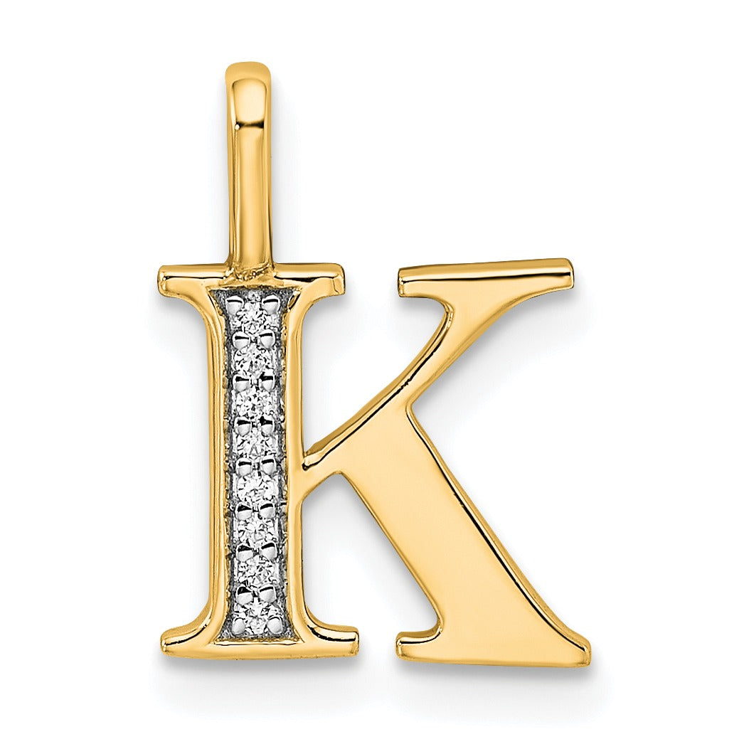 Natural Diamond Initial Letter 14k Gold Pendant Fine Color Jewels