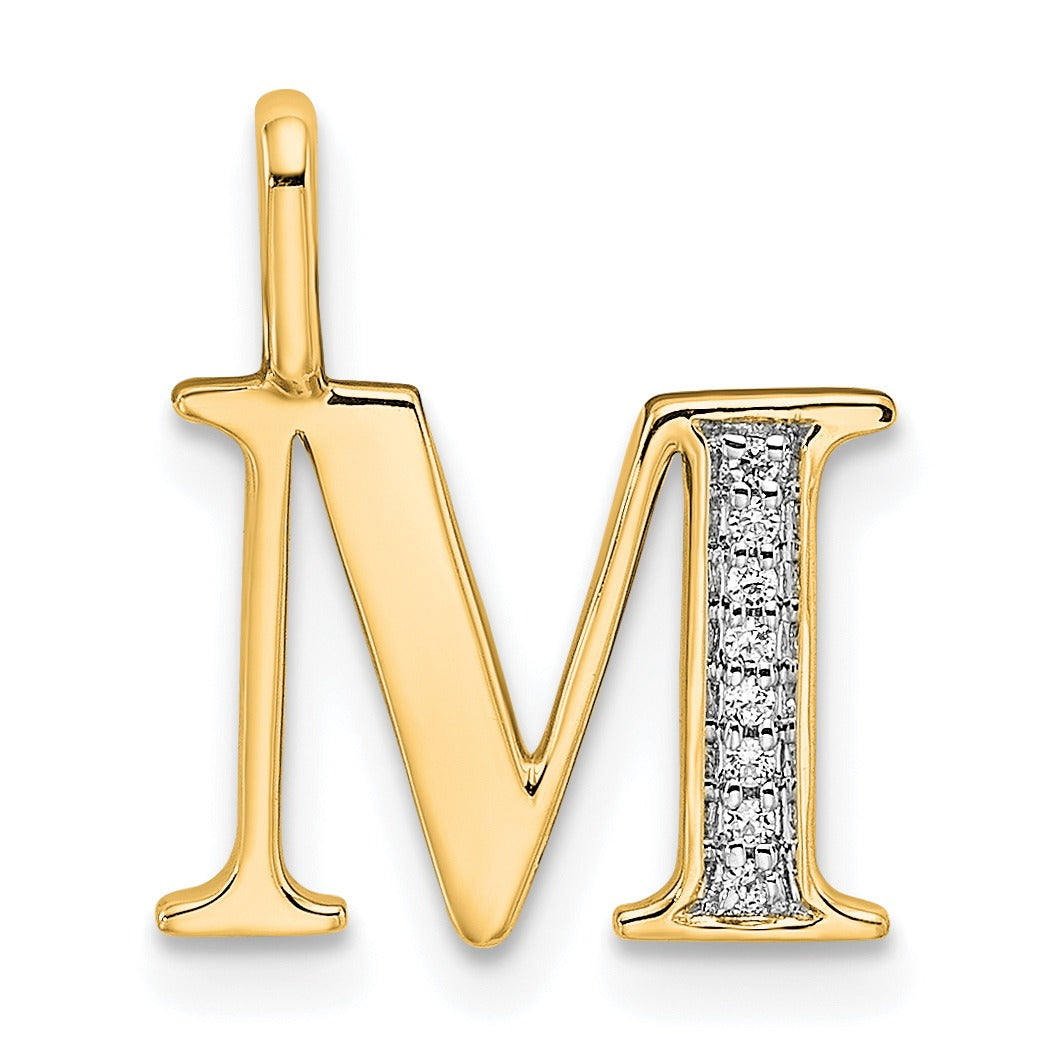 Natural Diamond Initial Letter 14k Gold Pendant Fine Color Jewels