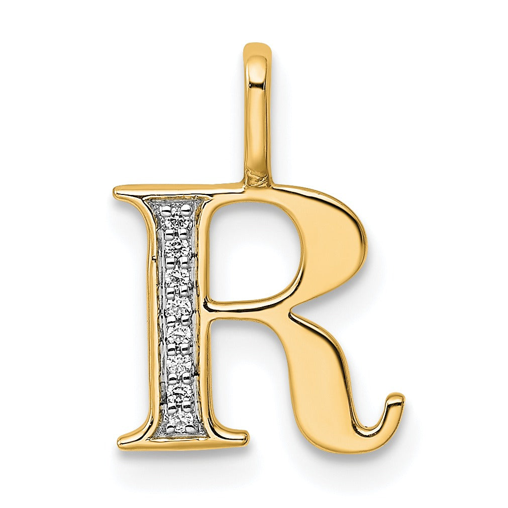 Natural Diamond Initial Letter 14k Gold Pendant Fine Color Jewels