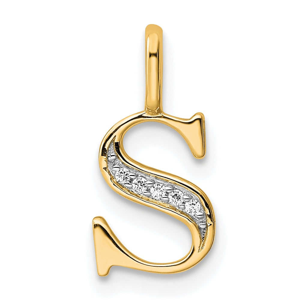 Natural Diamond Initial Letter 14k Gold Pendant Fine Color Jewels