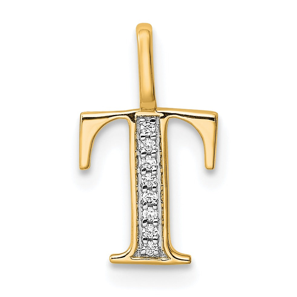 Natural Diamond Initial Letter 14k Gold Pendant Fine Color Jewels