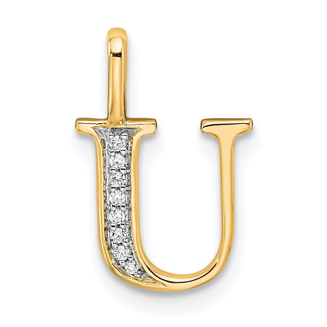 Natural Diamond Initial Letter 14k Gold Pendant Fine Color Jewels