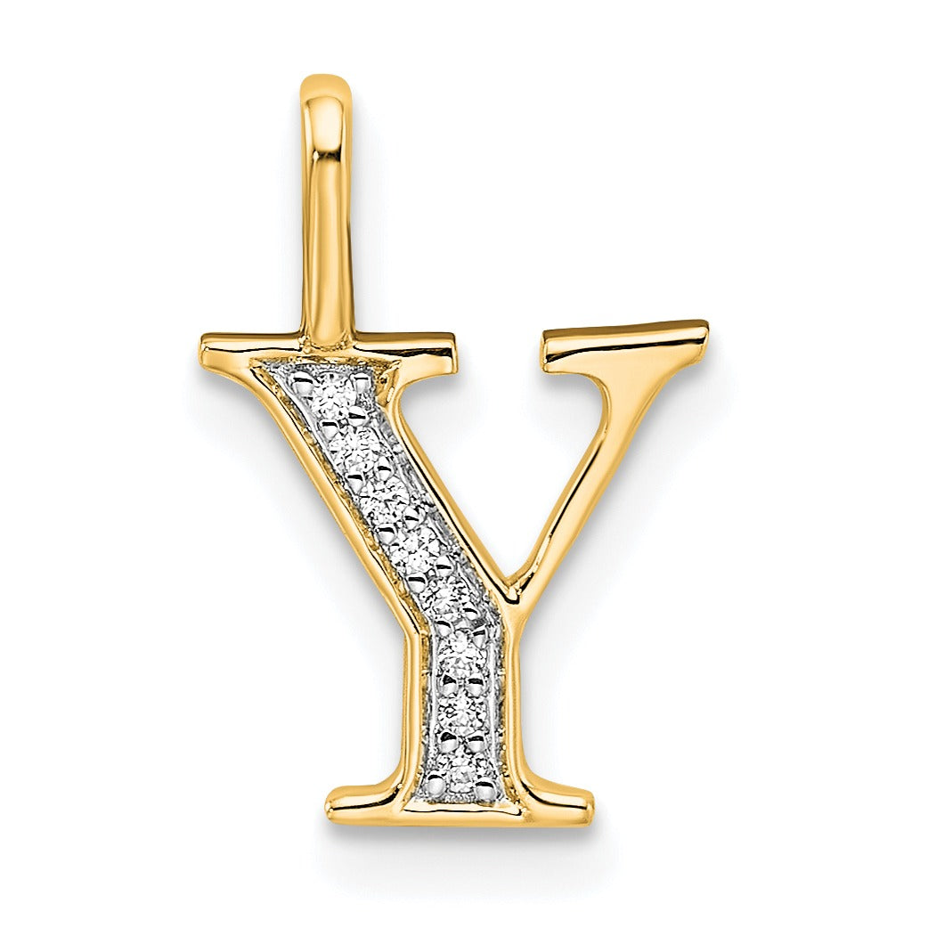 Natural Diamond Initial Letter 14k Gold Pendant Fine Color Jewels