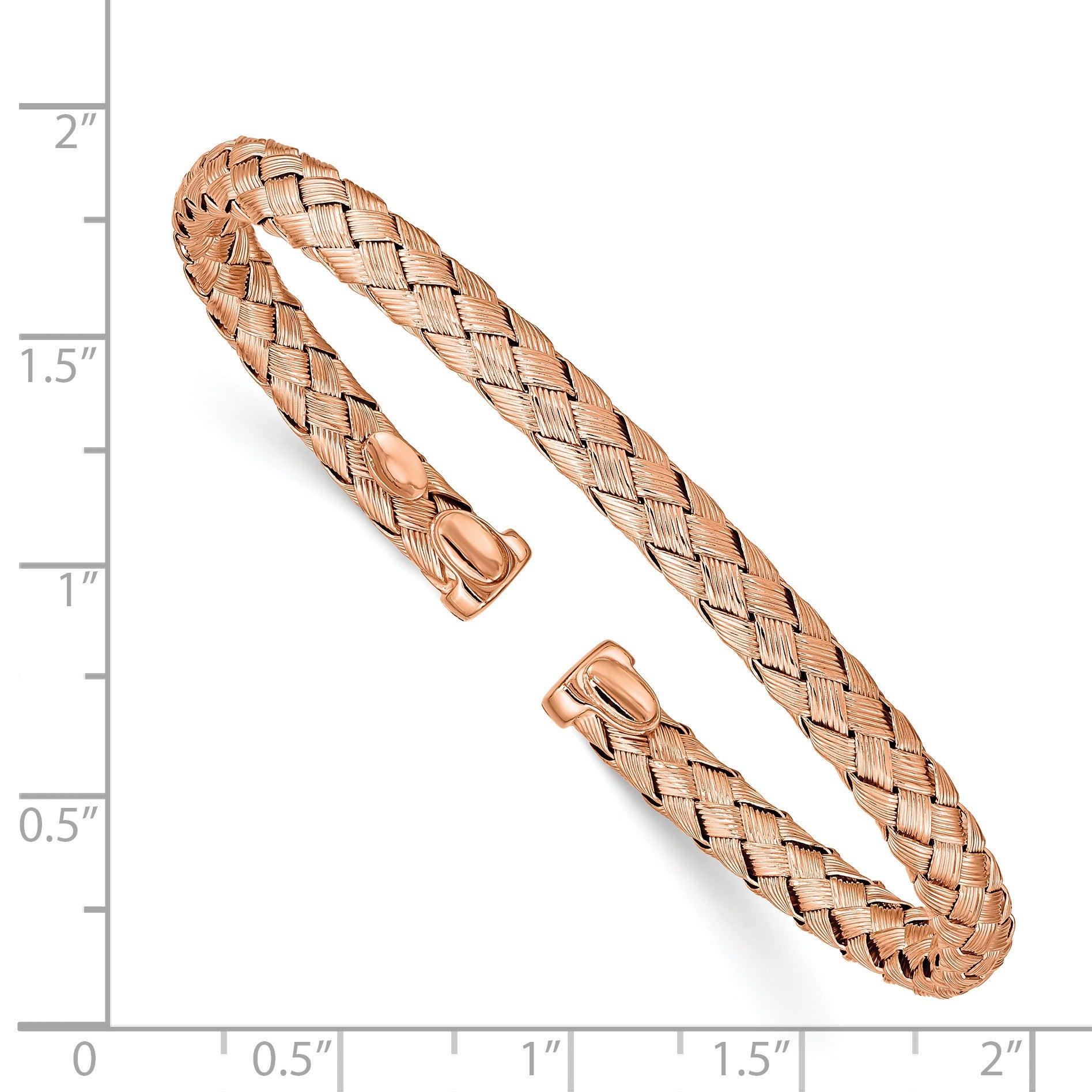 Silver Rose-tone Textured Slip On Bangle Bracelet