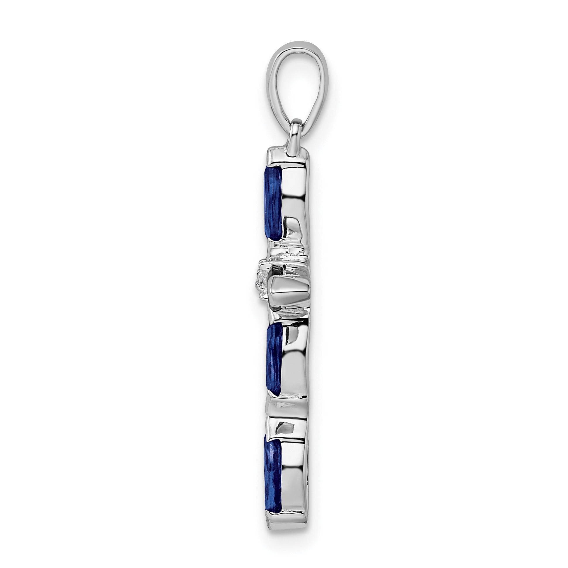 Sterling Silver Natural Sapphire and Diamond Pendant