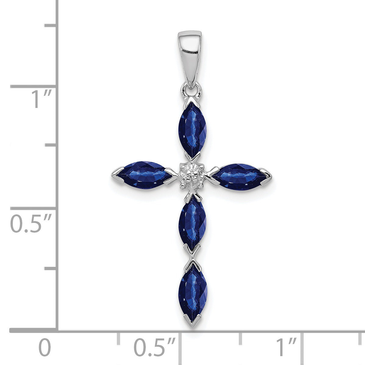 Sterling Silver Natural Sapphire and Diamond Pendant