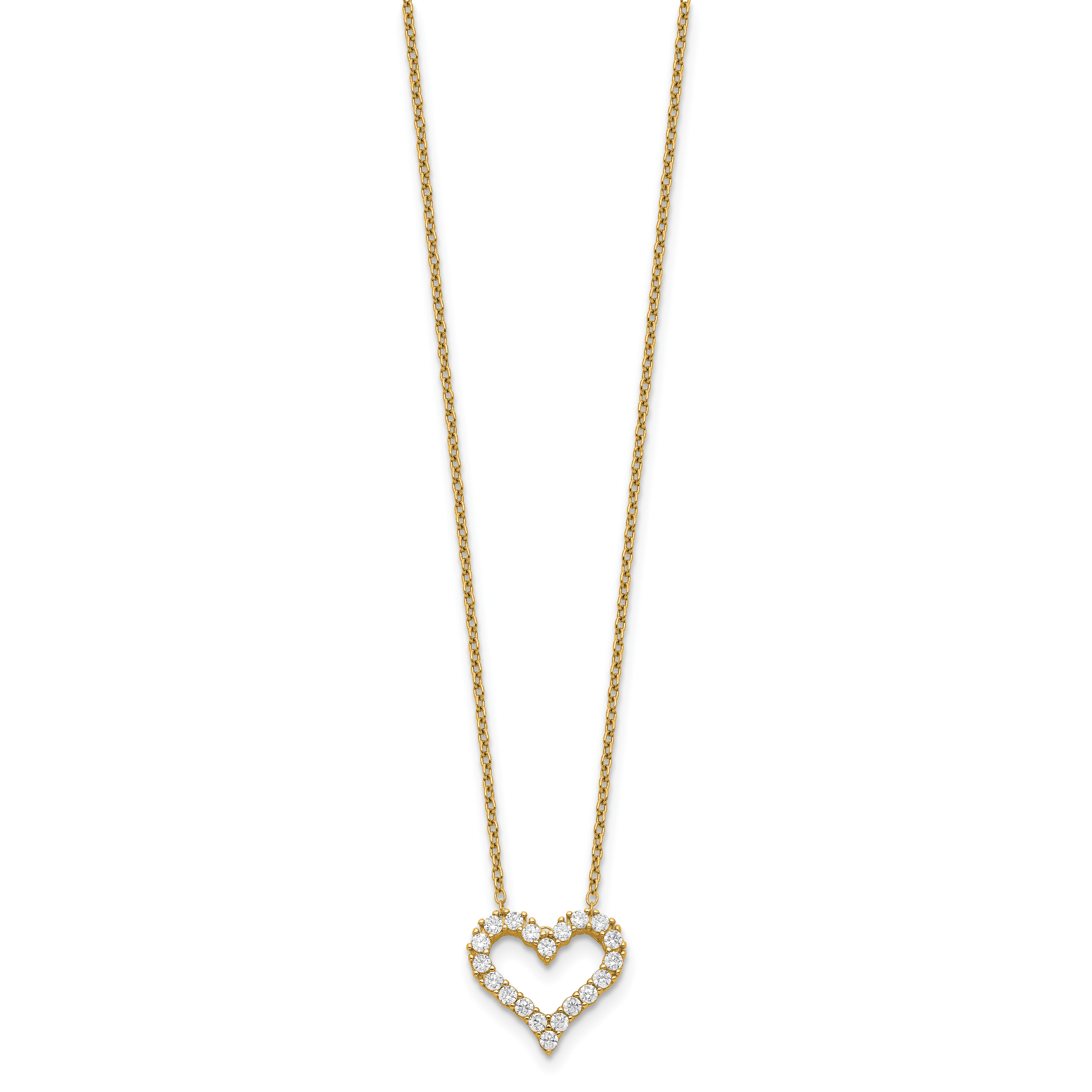 Sterling Silver CZ Heart Necklace