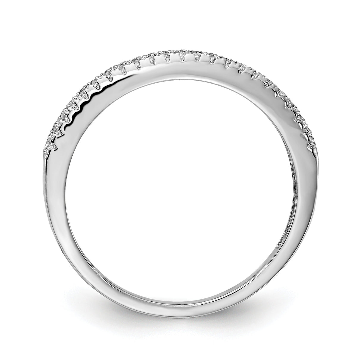 Princess Multicolor CZ Channel Set Rhodium Over 925 Sterling Silver Band Ring