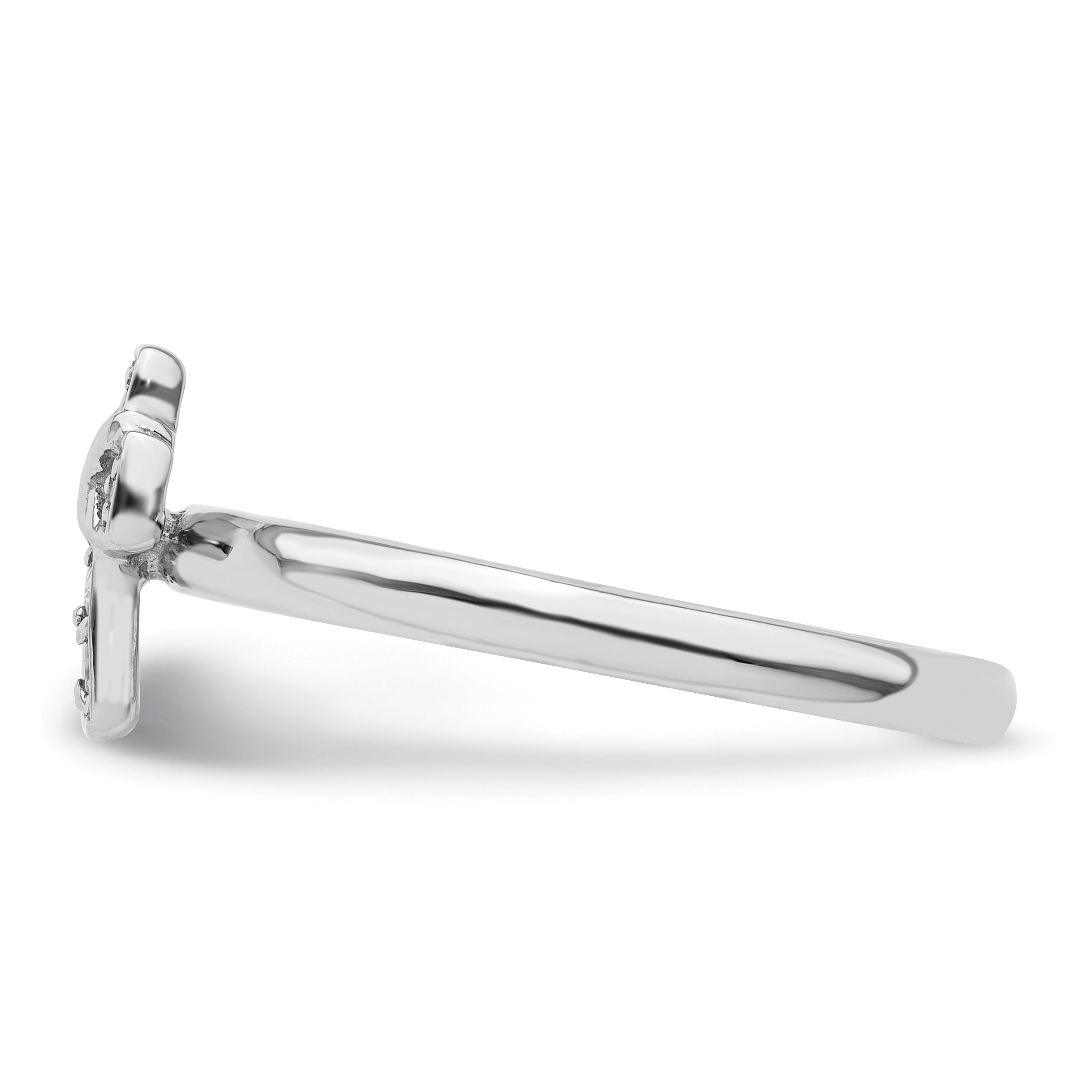 Natural Aquamarine Silver Stackable Cross Ring