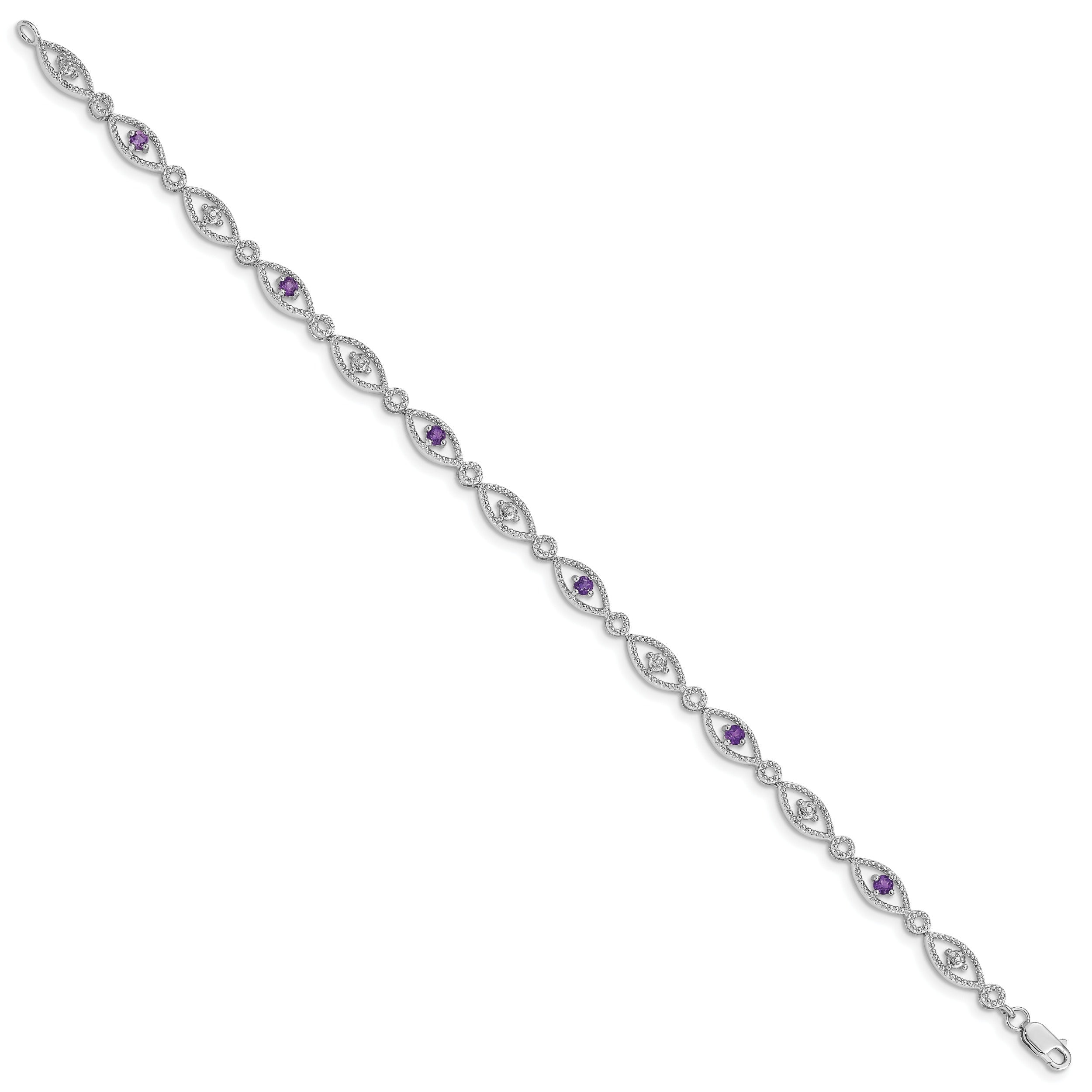 Silver Amethyst Diamond Eye Bracelet