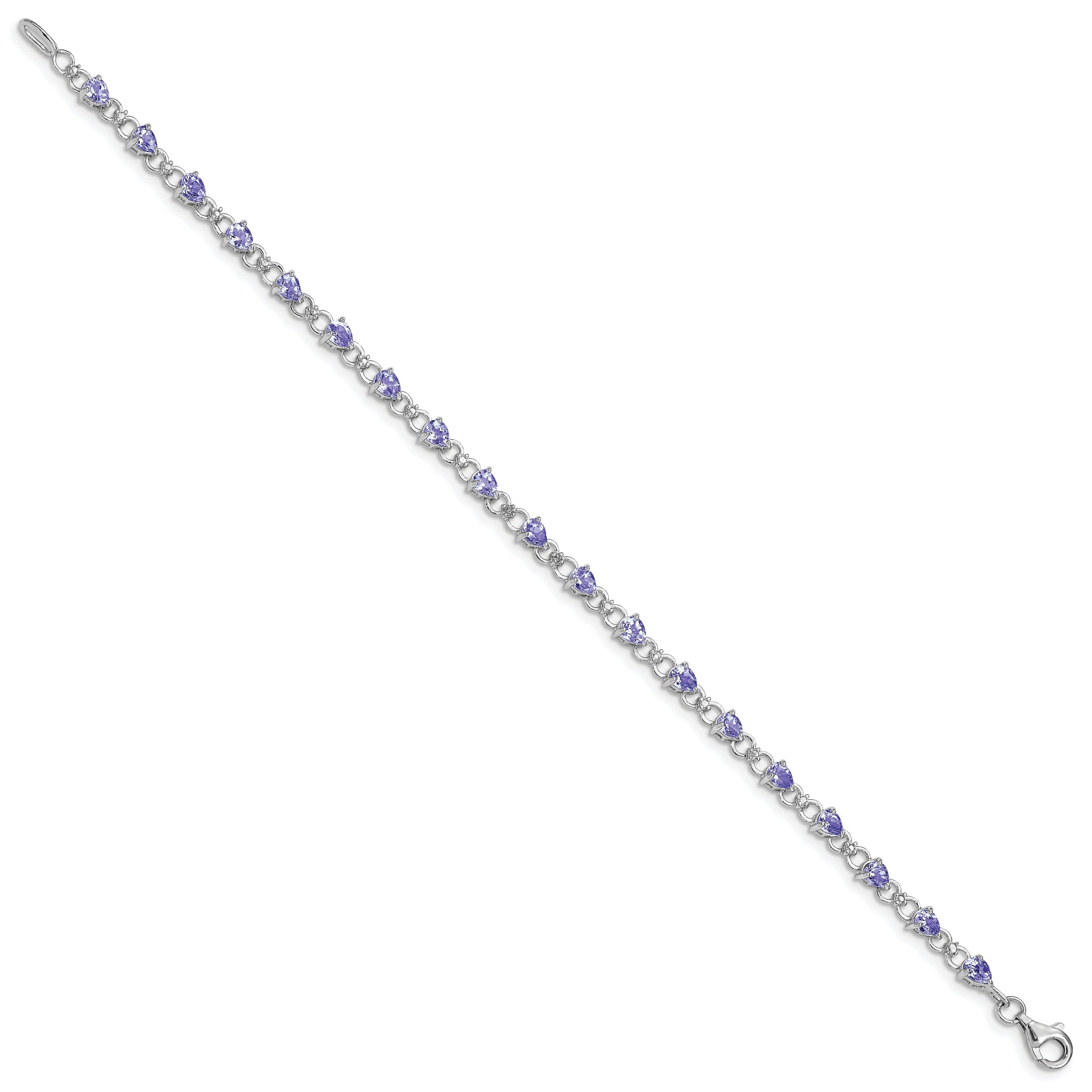 Natural Diamond and Tanzanite Link Bracelet Silver