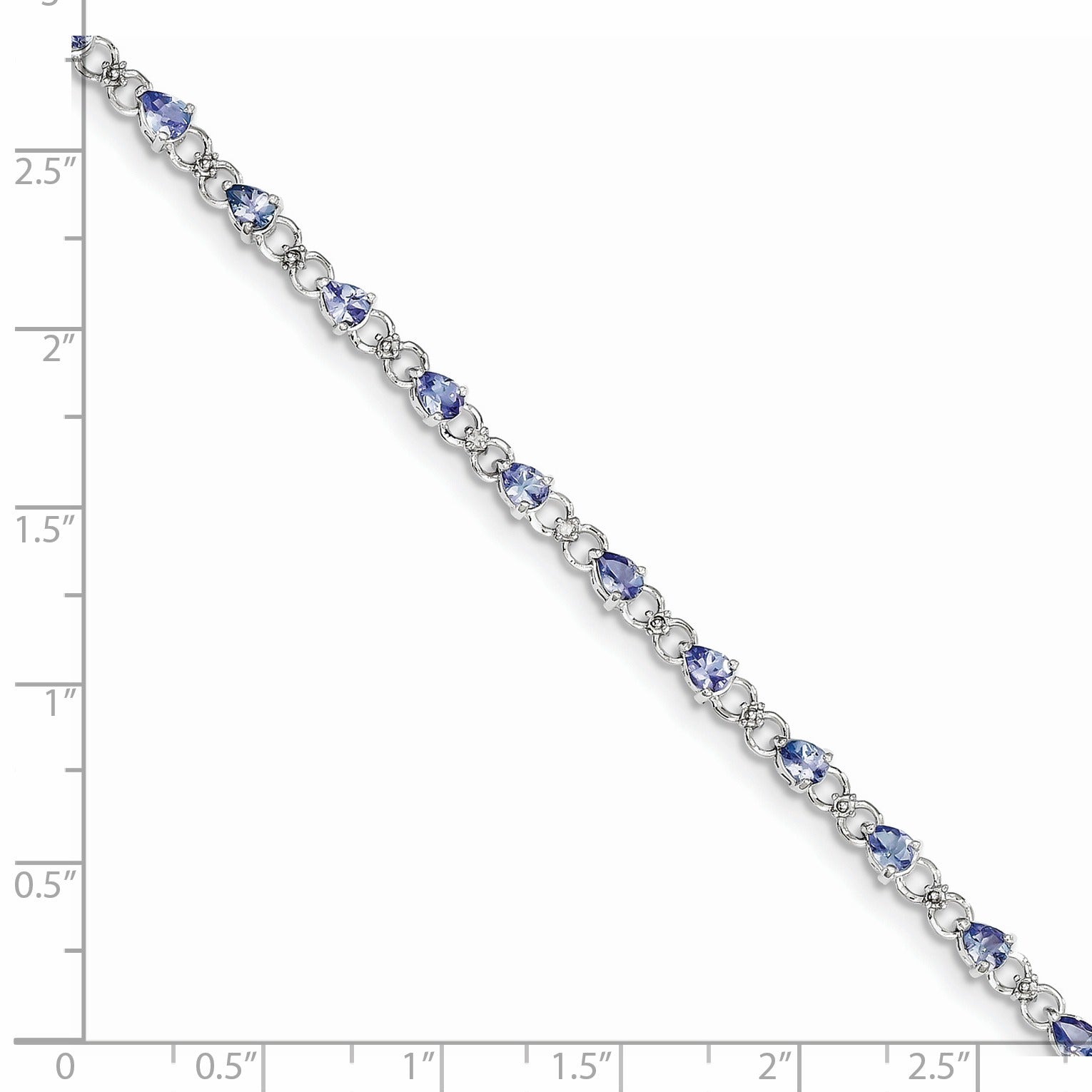 Natural Diamond and Tanzanite Link Bracelet Silver