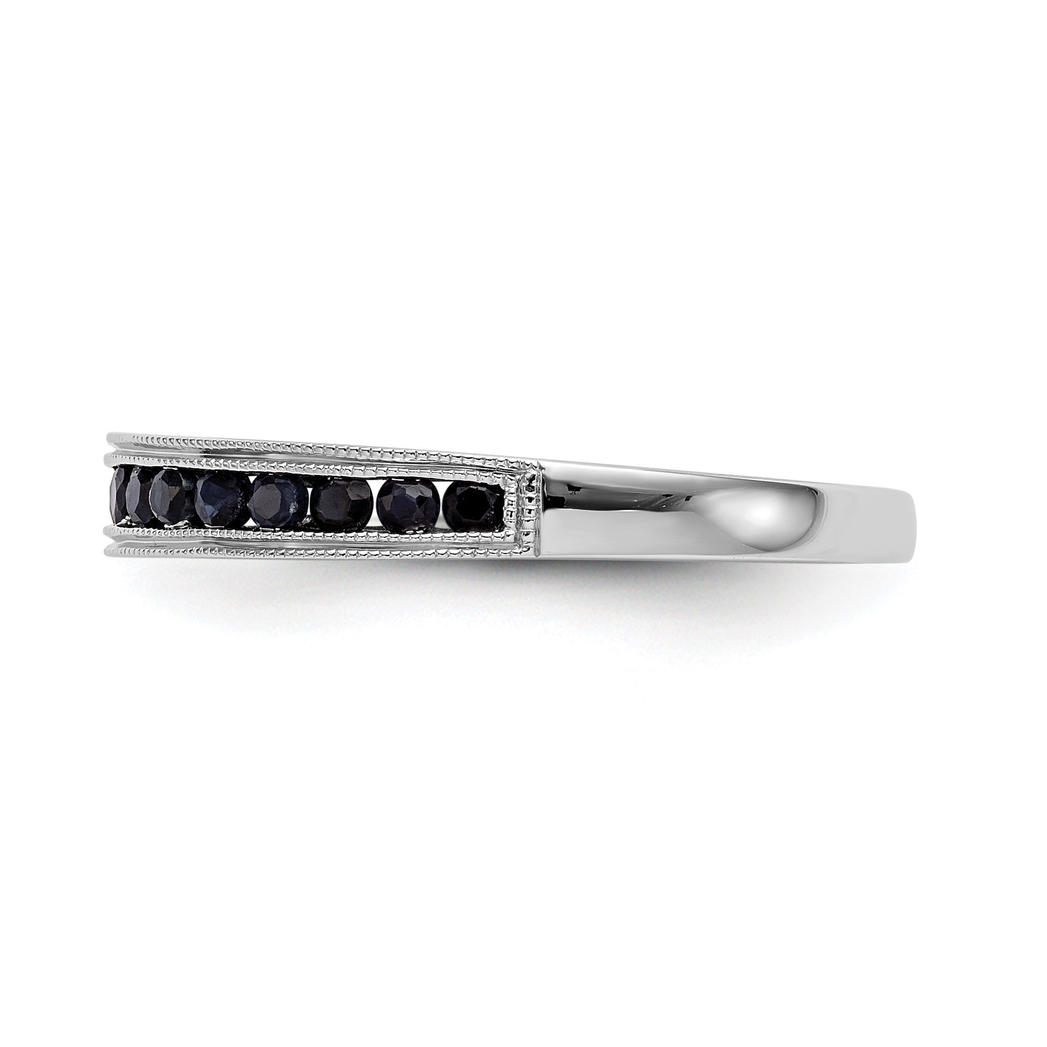0.51 Ct Round Blue Sapphire Channel Set White Gold Eternity Band Ring