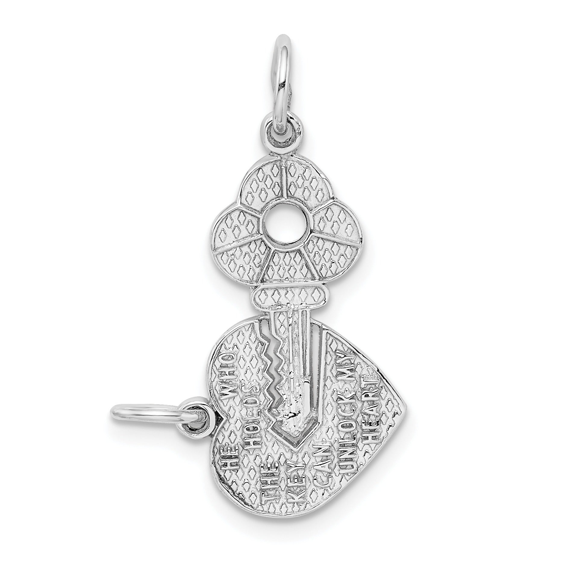14K White Gold Key To My Heart Pendant for Couples