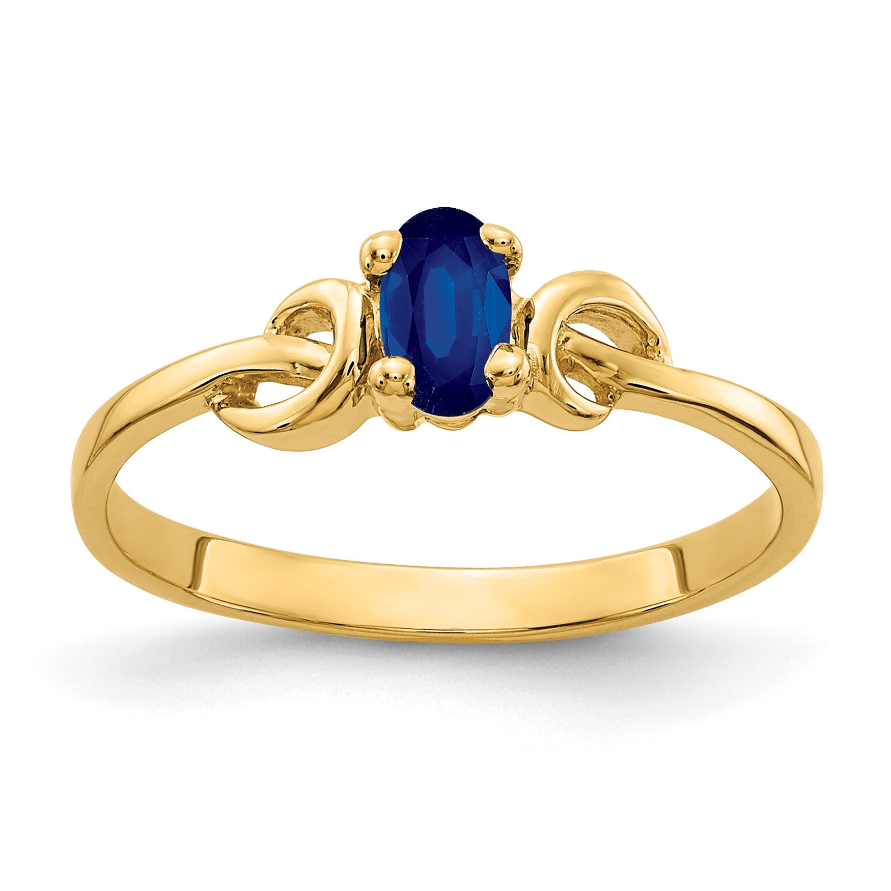 0.35 Ct Oval Blue Sapphire Prong 14K Yellow Gold Solitaire Knot Ring