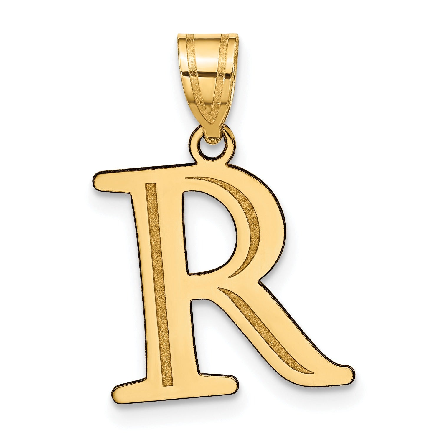 14K Gold Etched Initial Pendants