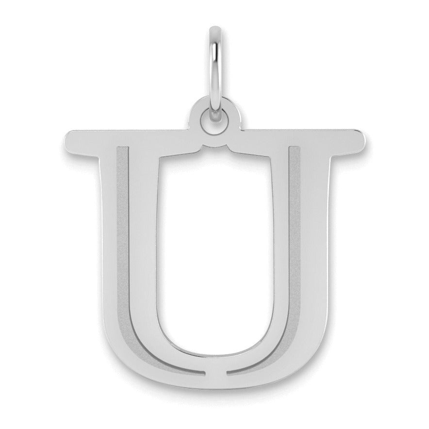 14K Gold Etched Initial Pendants