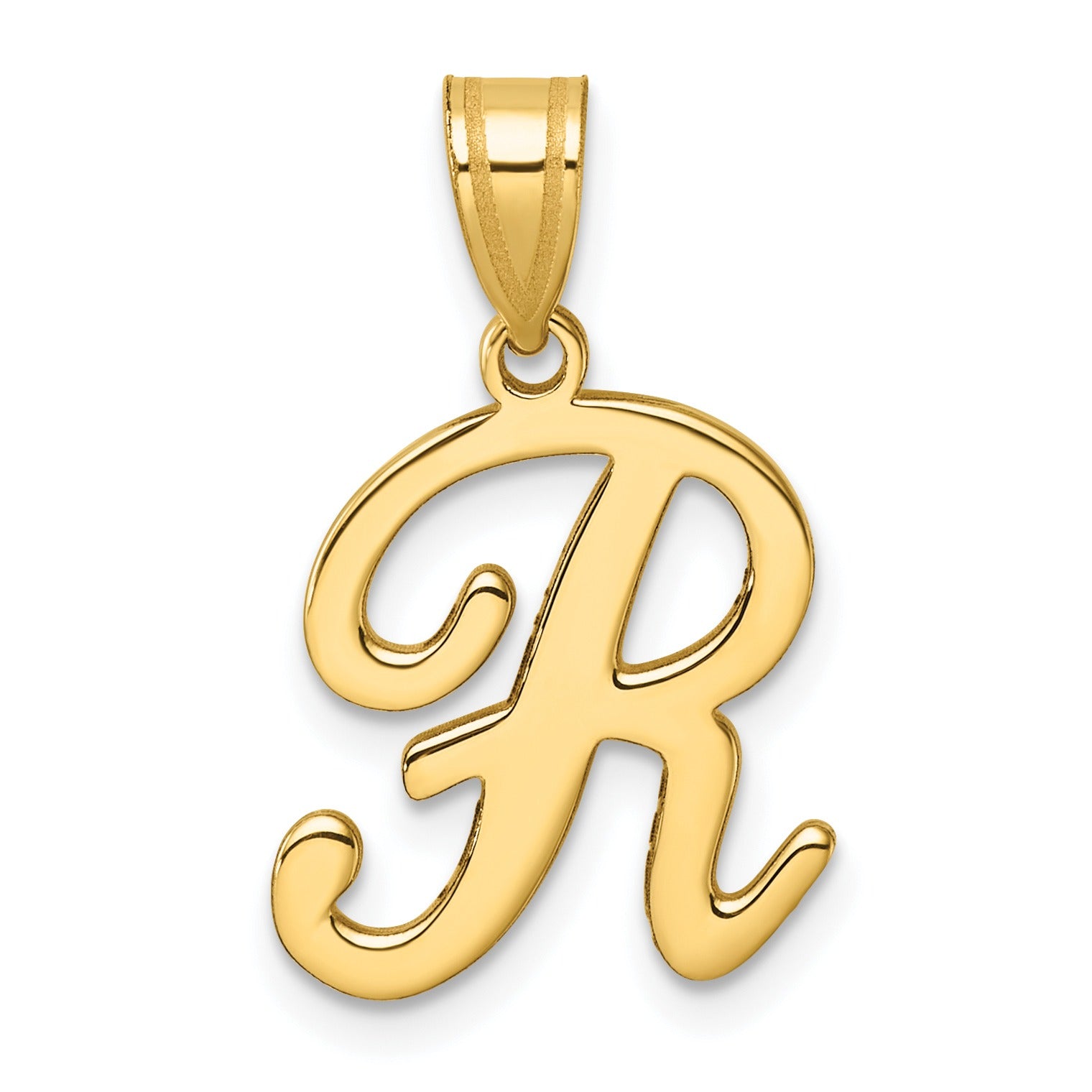 14k Gold Script Initial Charm Pendant