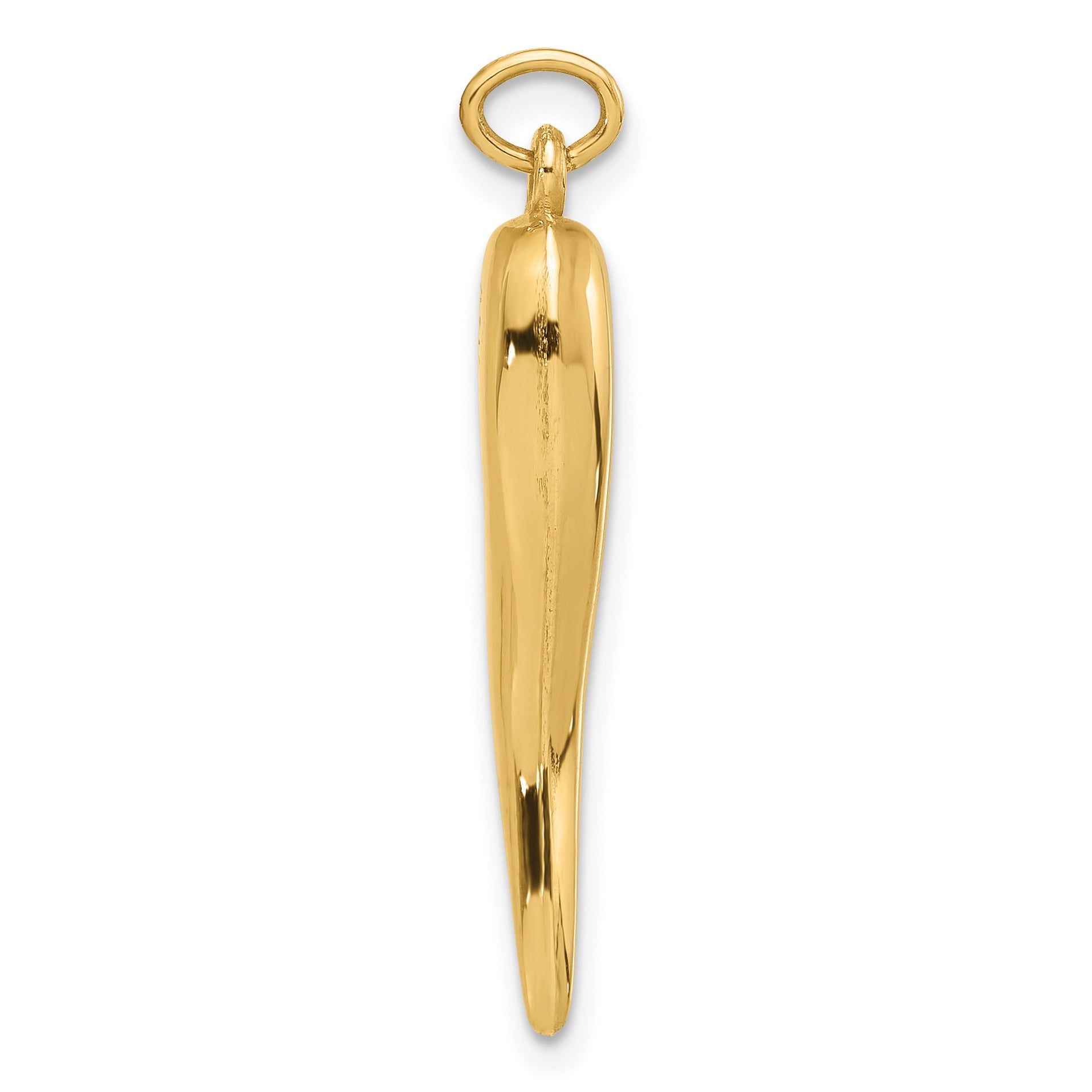 Hollow 3-D Italian Horn Pendant 14k Yellow Gold