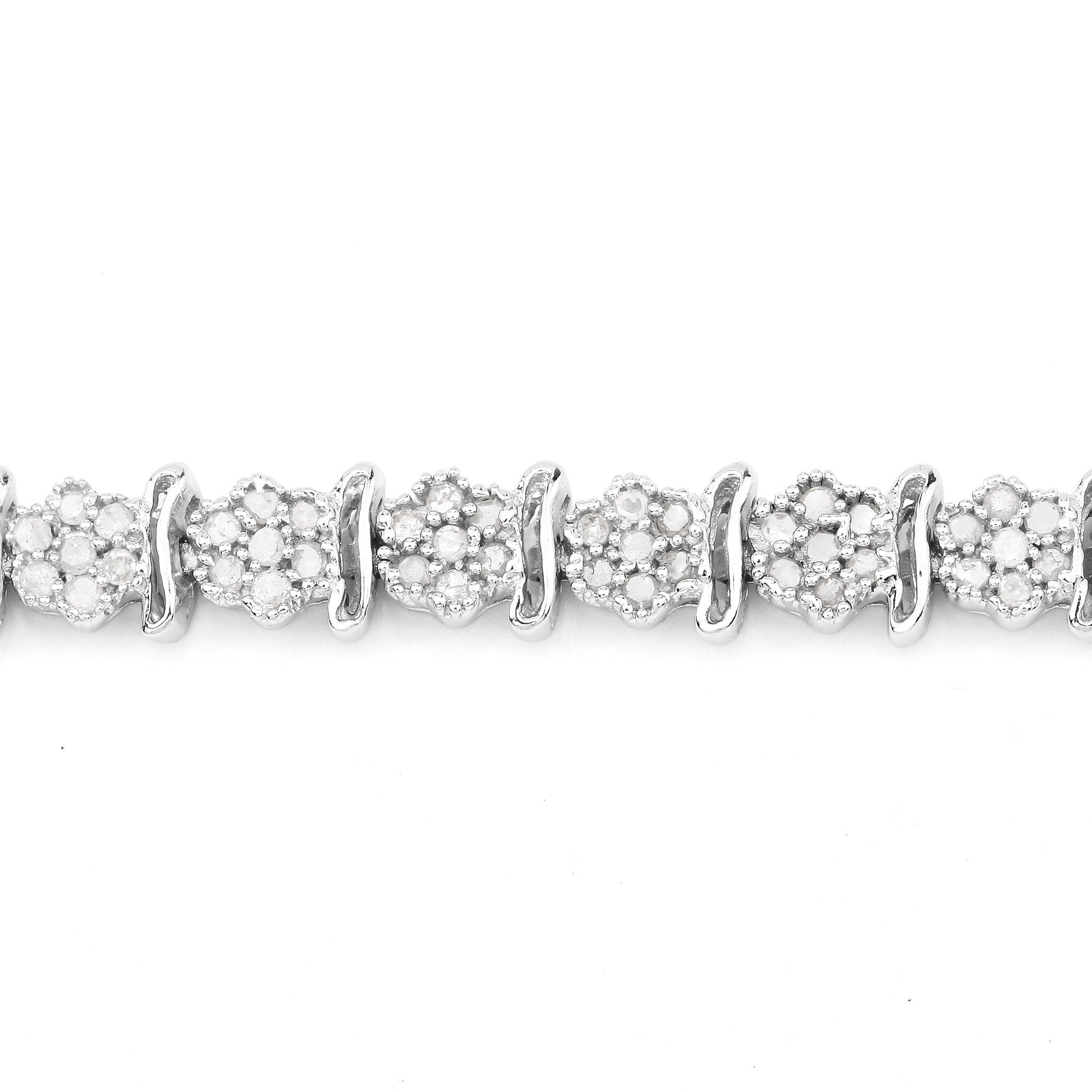 1.80 Cttw Round White Diamond Sterling Silver Tennis Bracelet
