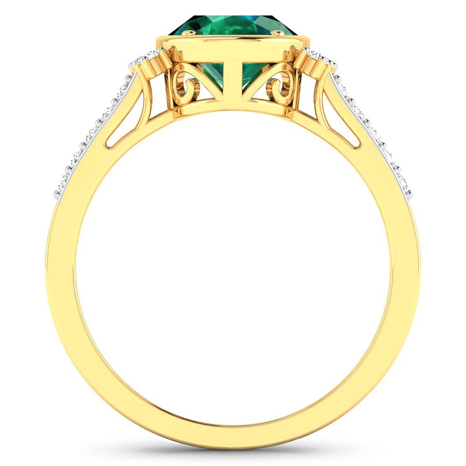 Zambian Emerald Diamond Oval Ring 14K Gold