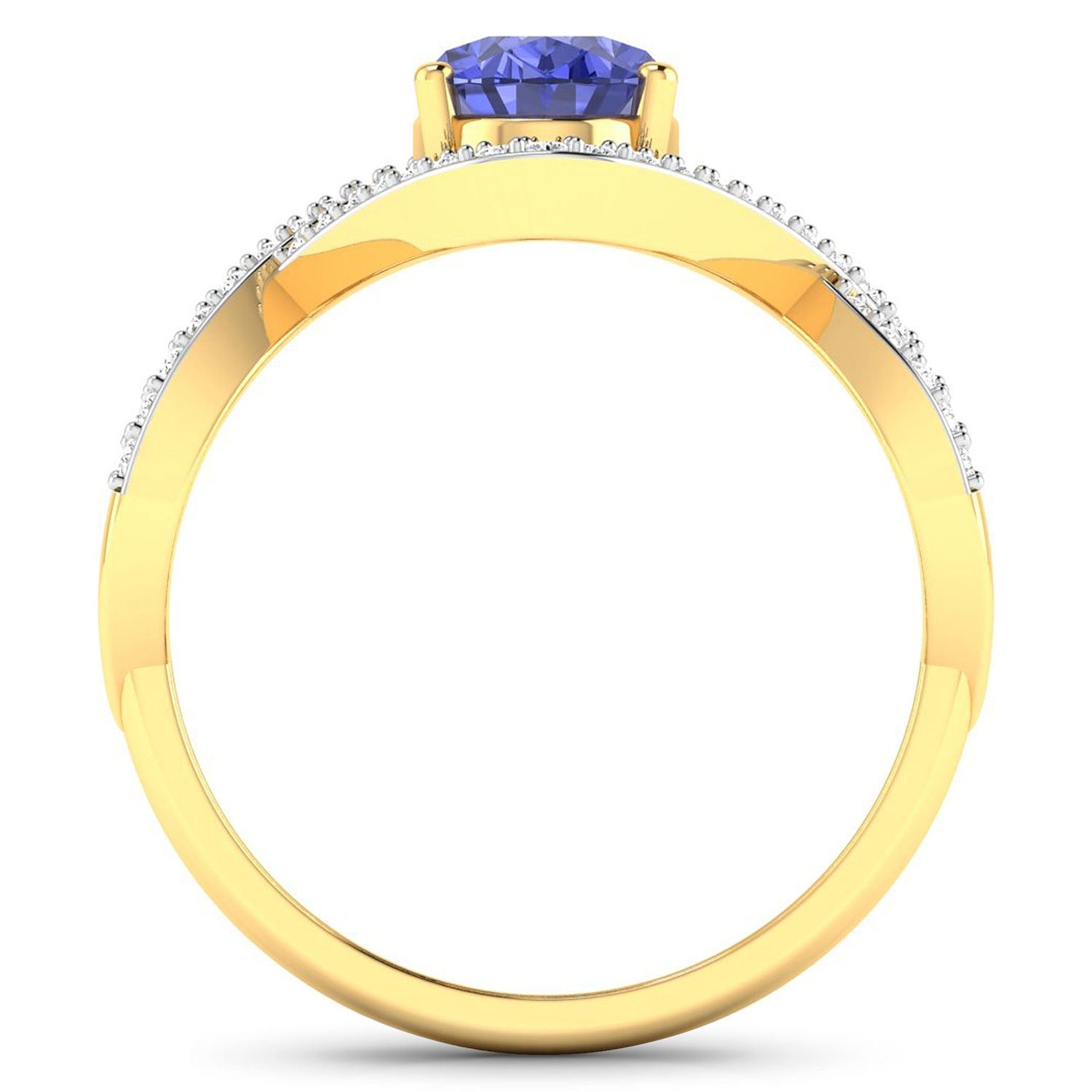 Natural Tanzanite Diamond Crossover Ring 14K Gold